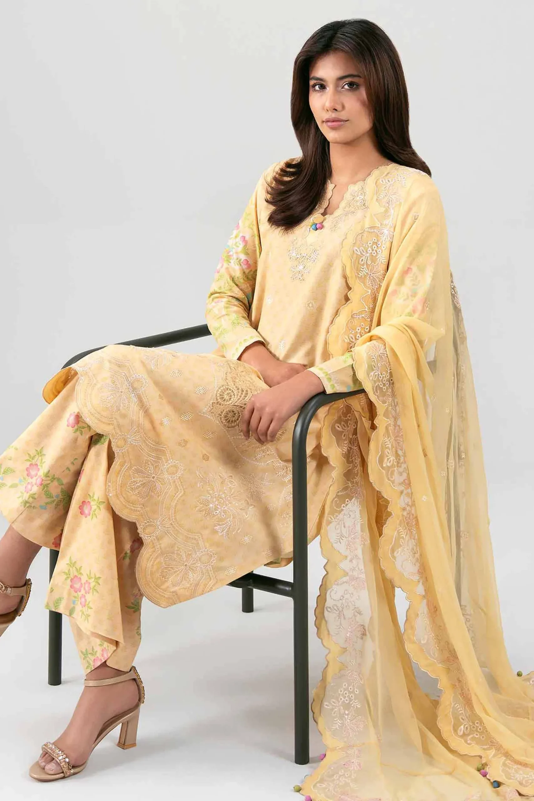 3 Piece - Digital Printed Embroidered Suit - 42601388