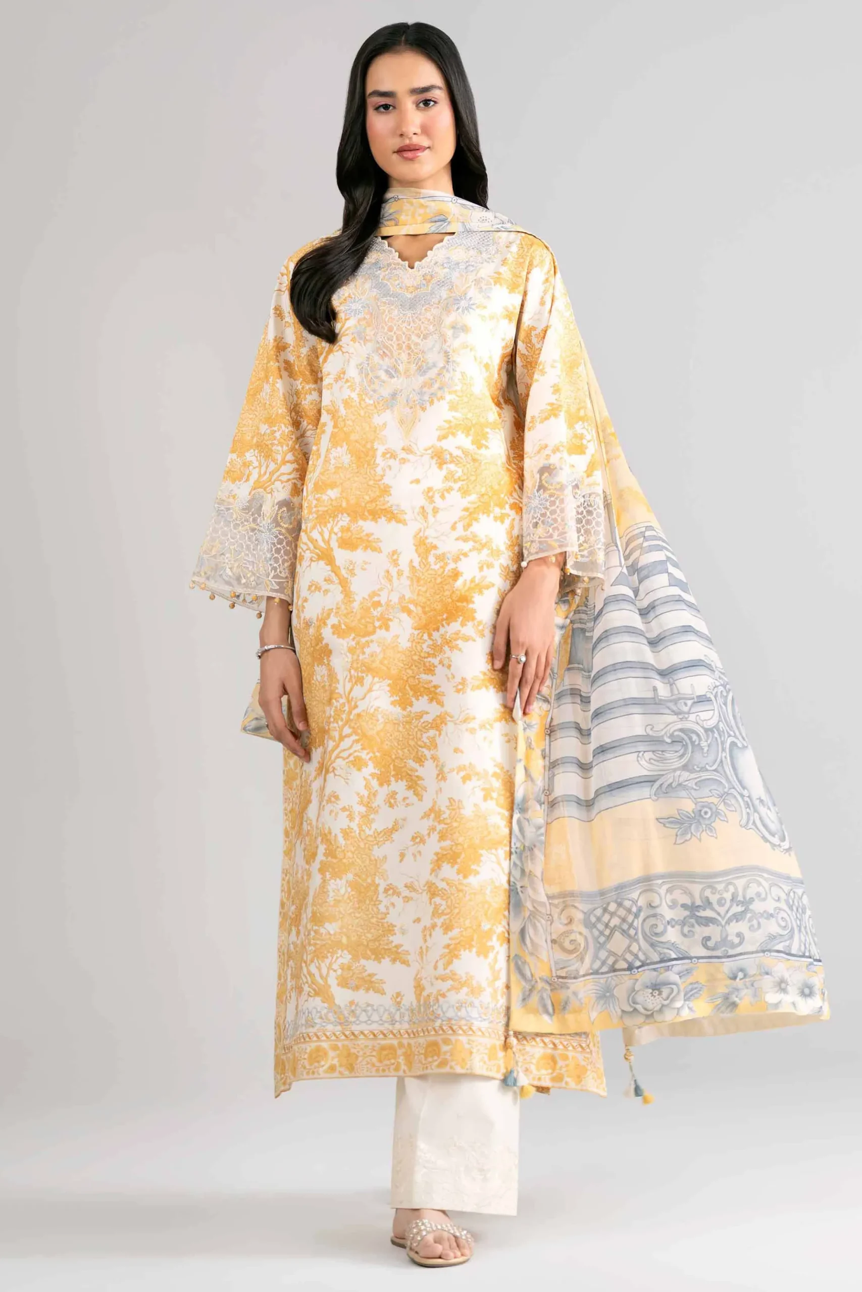 3 Piece - Digital Printed Embroidered Suit - 42601740
