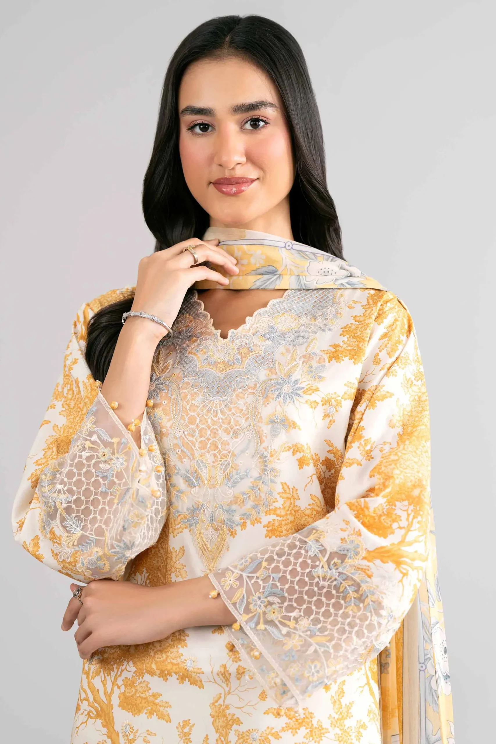 3 Piece - Digital Printed Embroidered Suit - 42601740