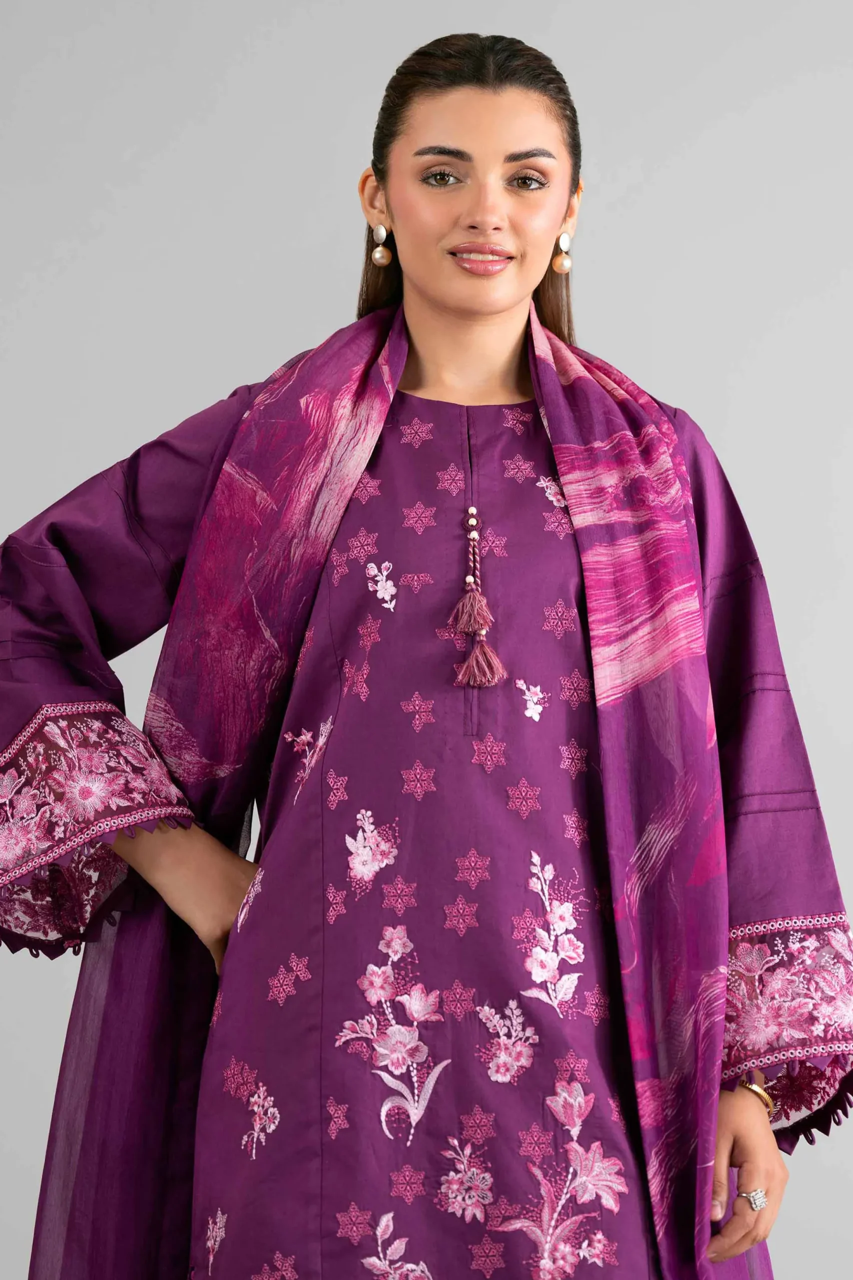 3 Piece - Digital Printed Embroidered Suit - 42601707
