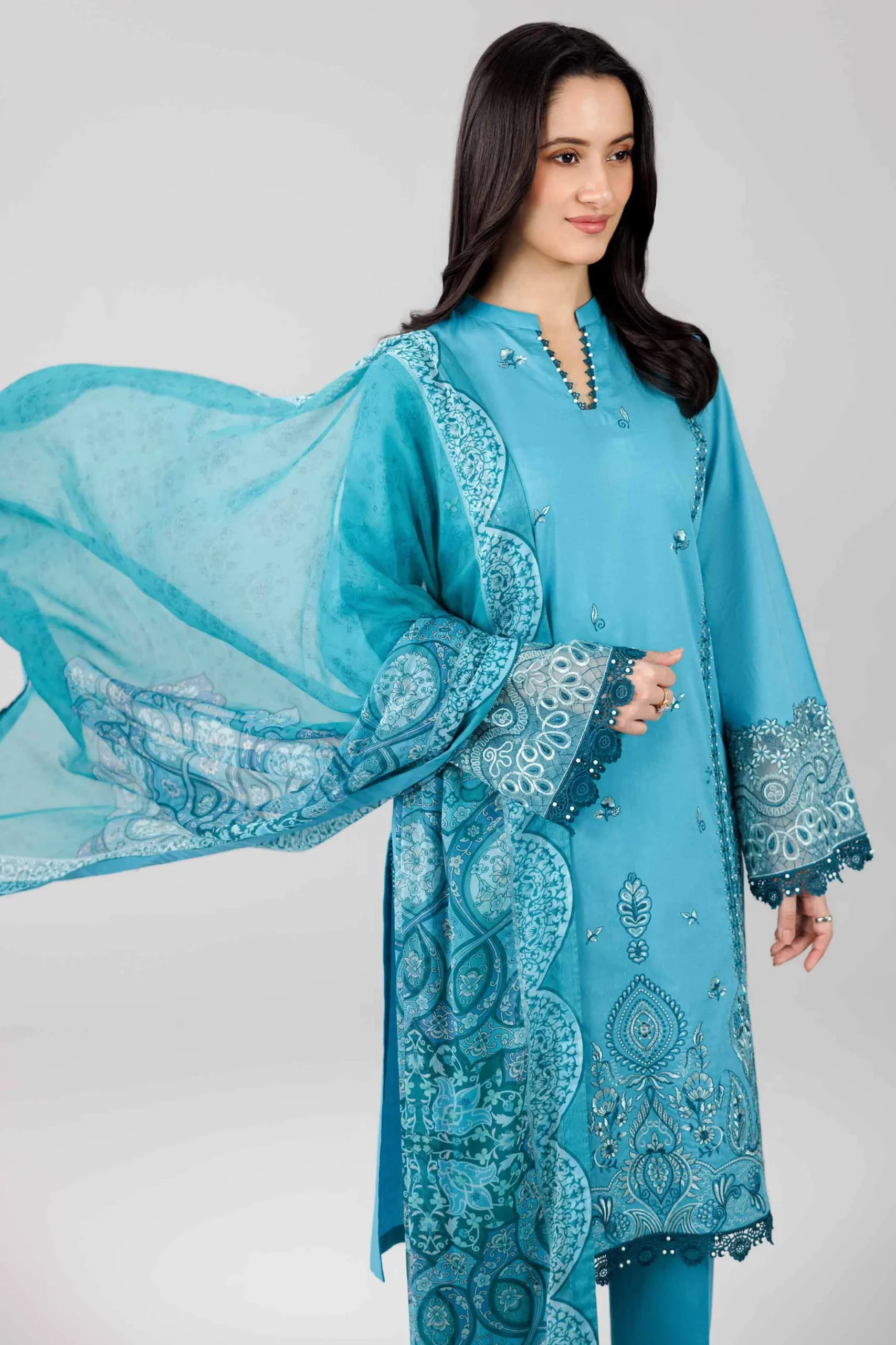 3 Piece - Digital Printed Embroidered Suit - 42601831