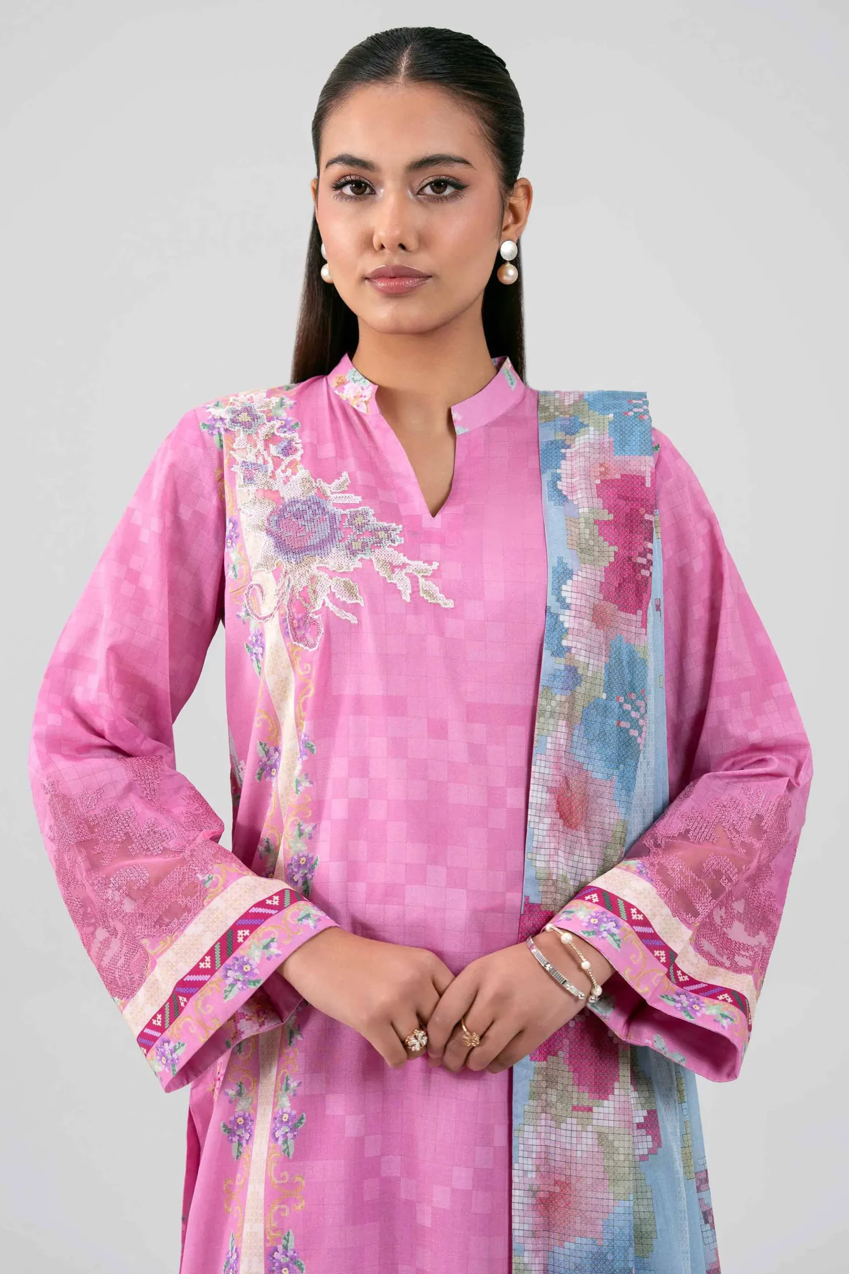 3 Piece - Digital Printed Embroidered Suit - 42601461