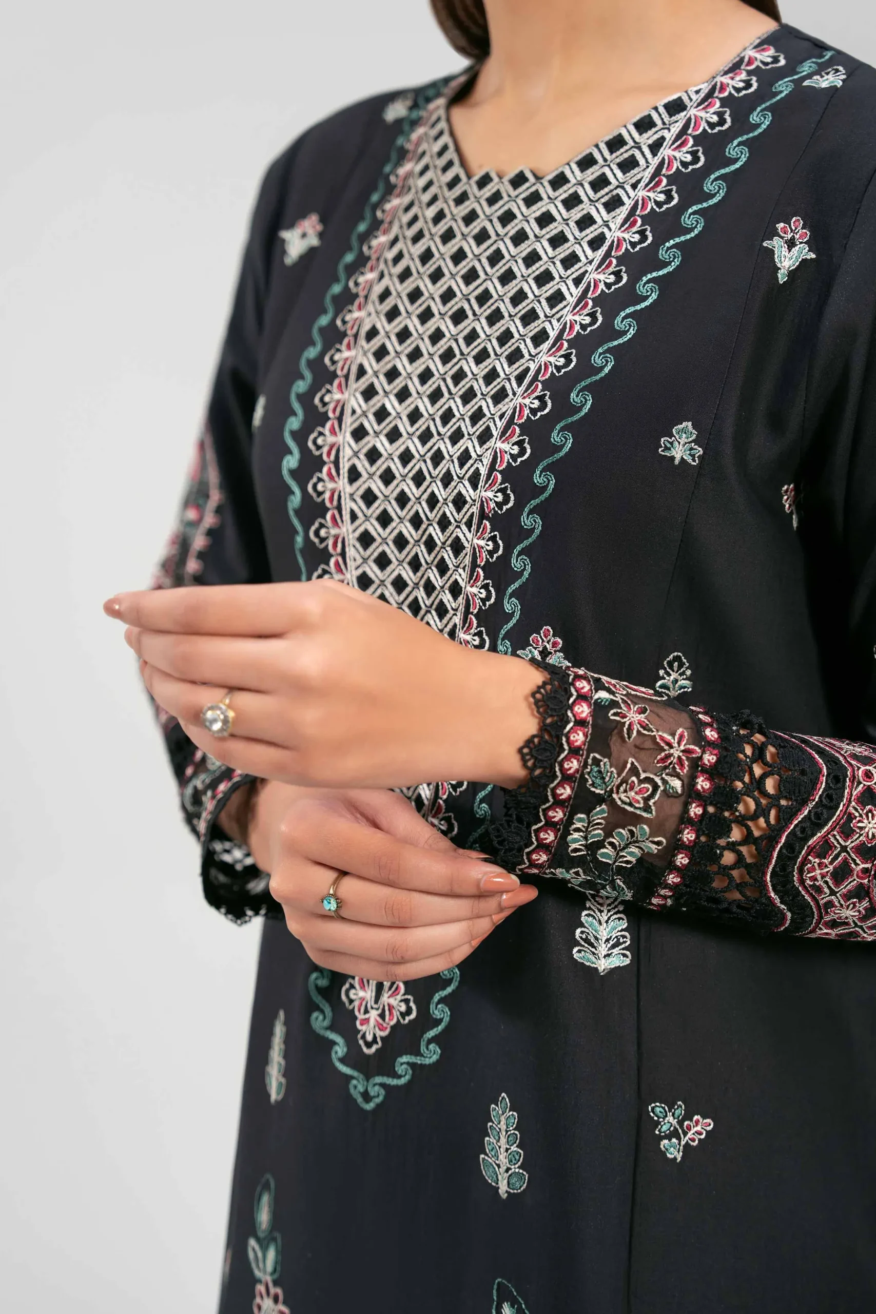 3 Piece - Digital Printed Embroidered Suit - 42601319