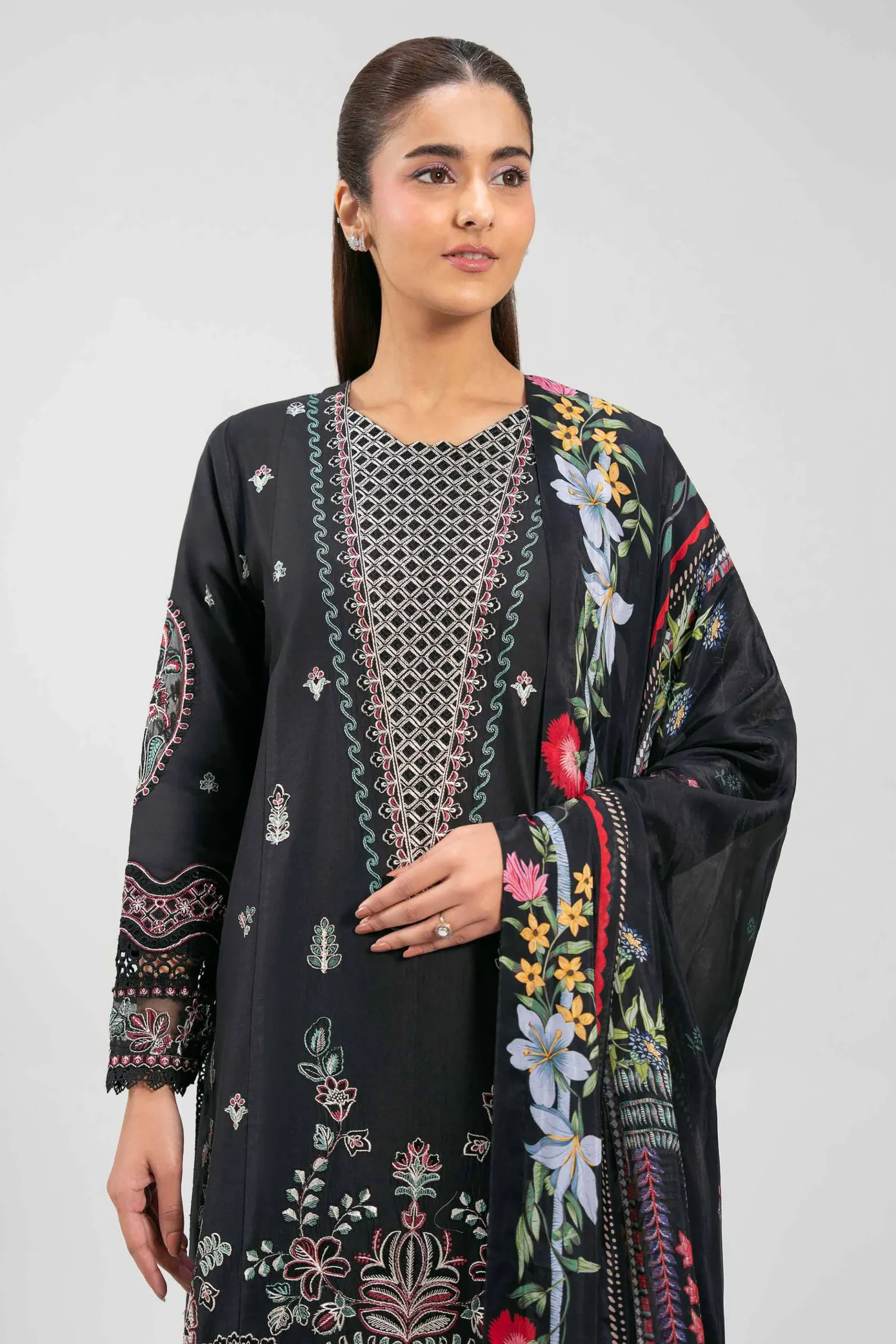 3 Piece - Digital Printed Embroidered Suit - 42601319