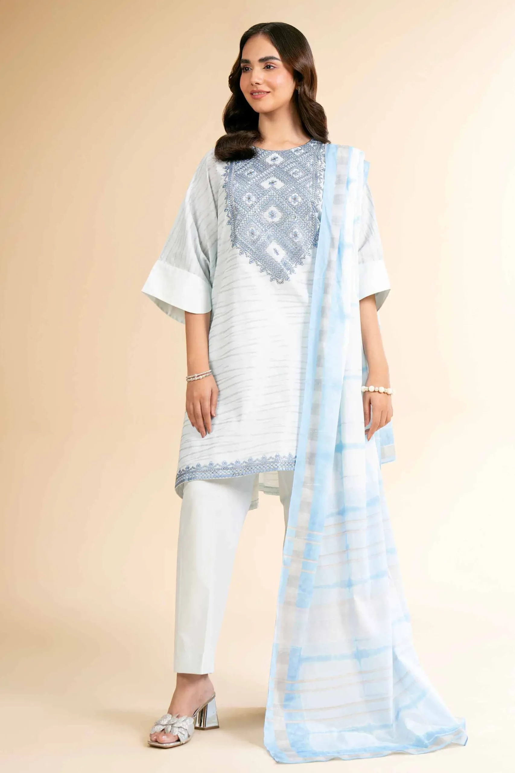 3 Piece - Digital Printed Embroidered Suit - 42501636