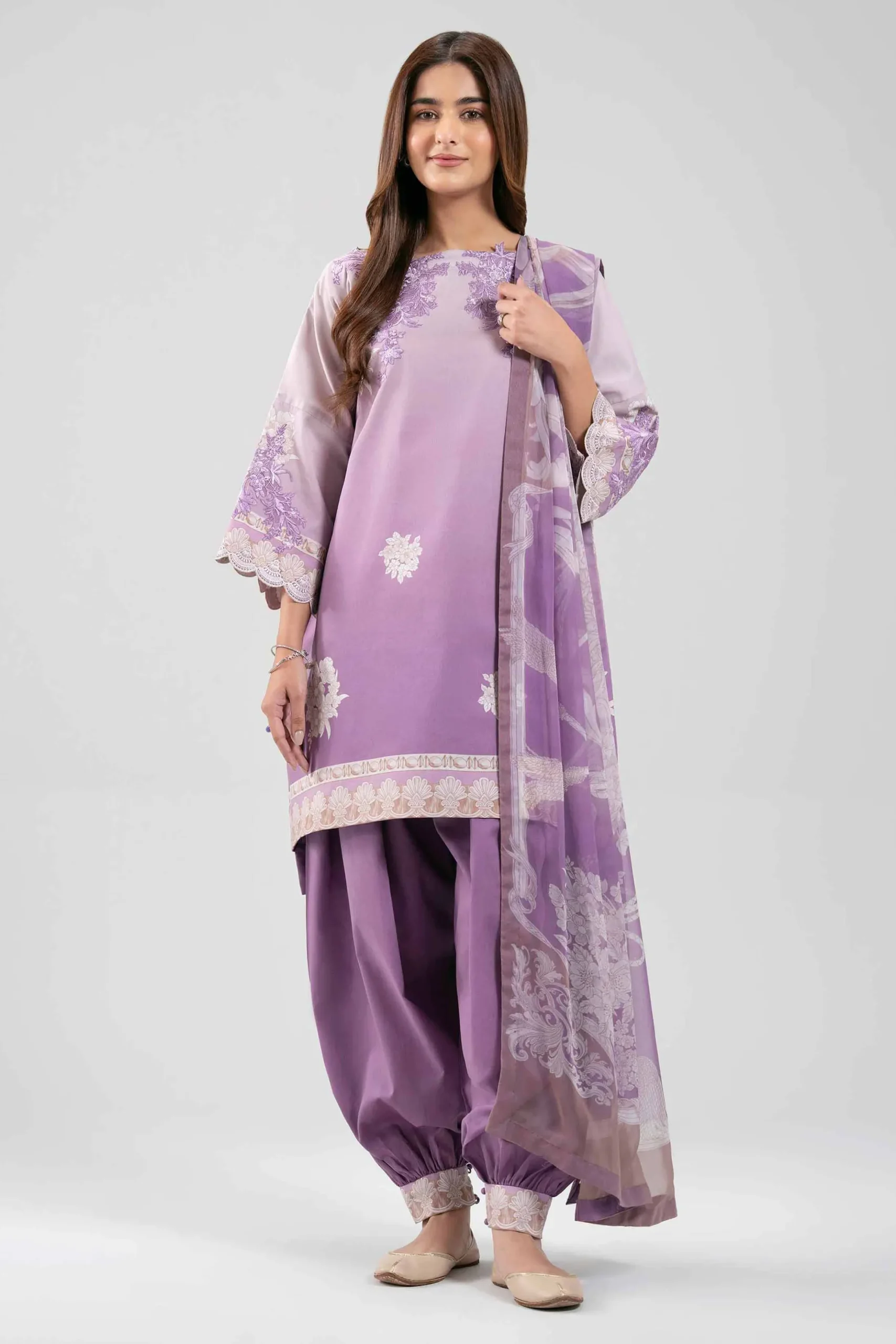 3 Piece - Digital Printed Embroidered Suit - 42601216