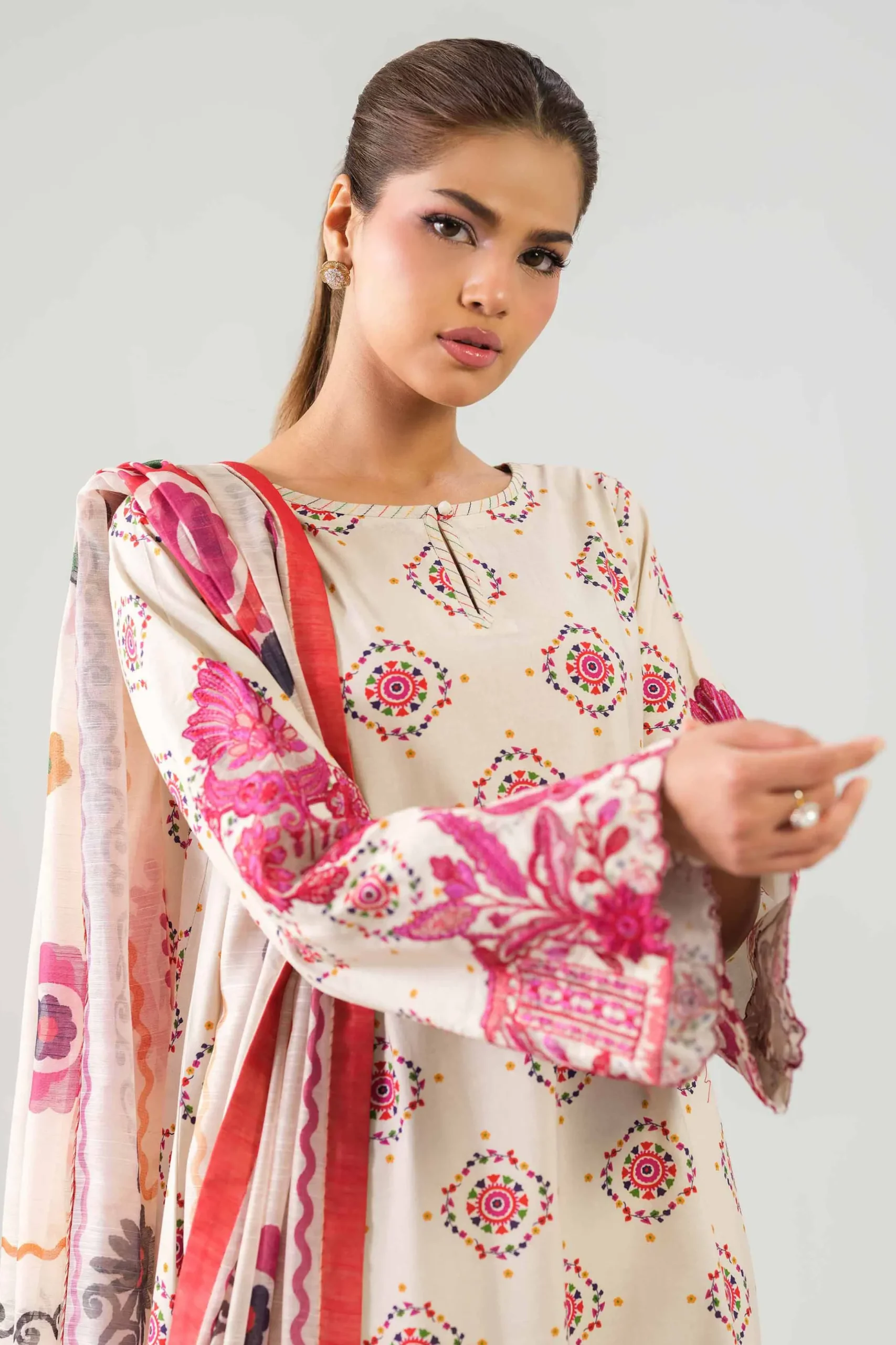 3 Piece - Digital Printed Embroidered Suit - 42502863