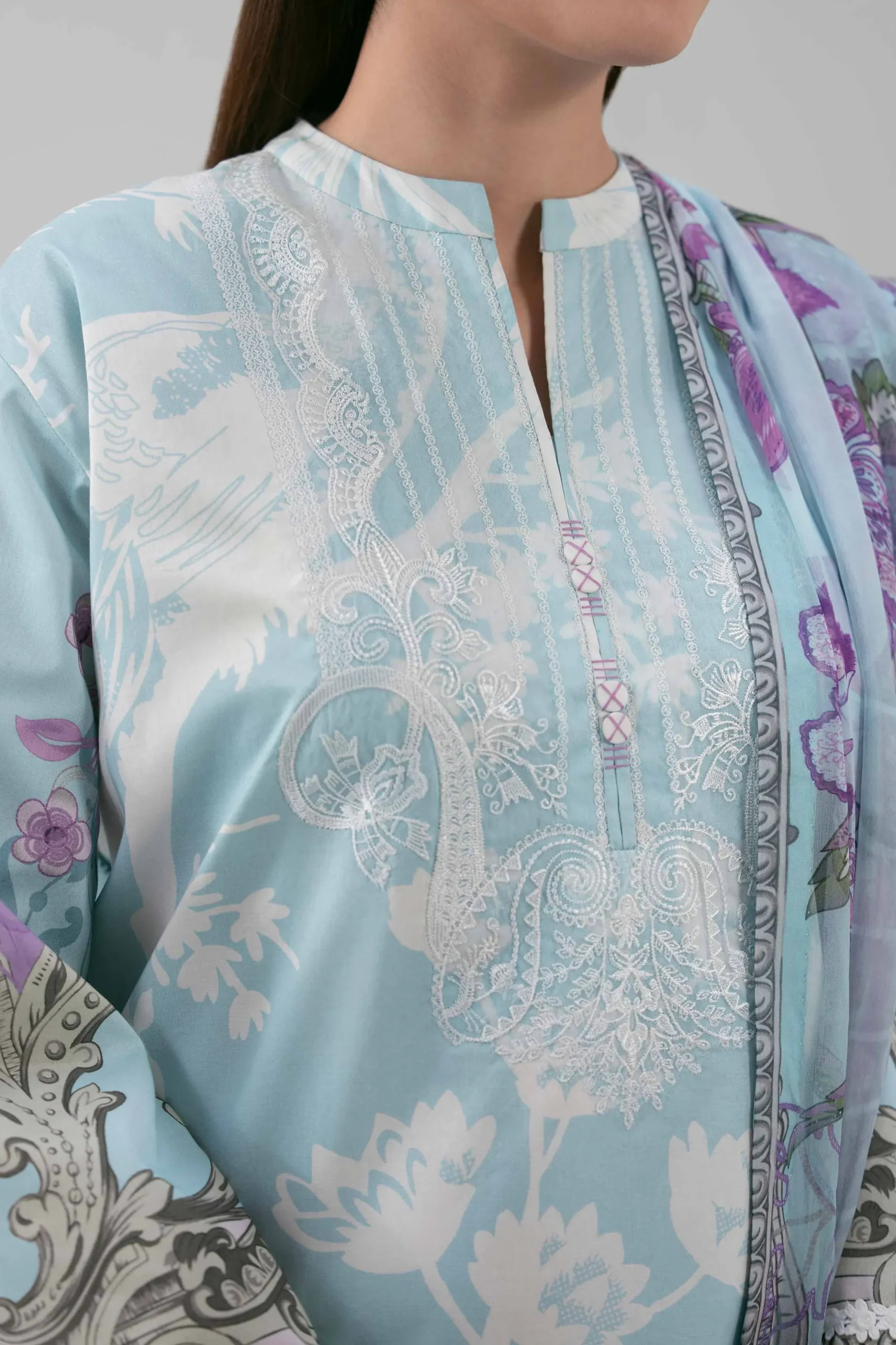 3 Piece - Digital Printed Embroidered Suit - 42601211