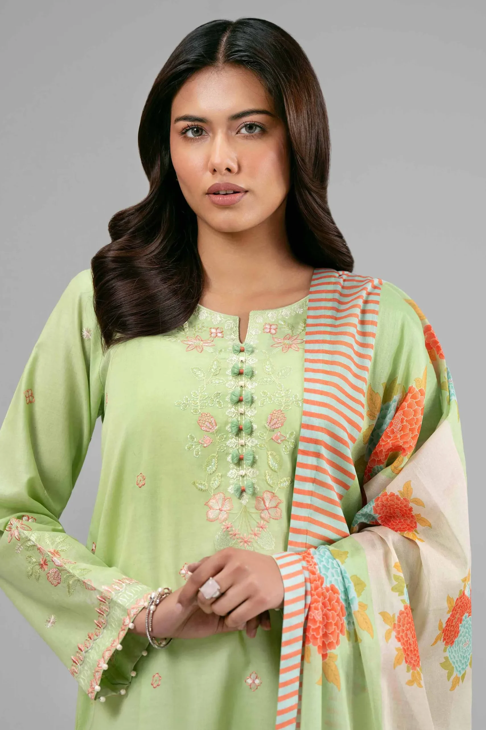 3 Piece - Digital Printed Embroidered Suit - 42601530