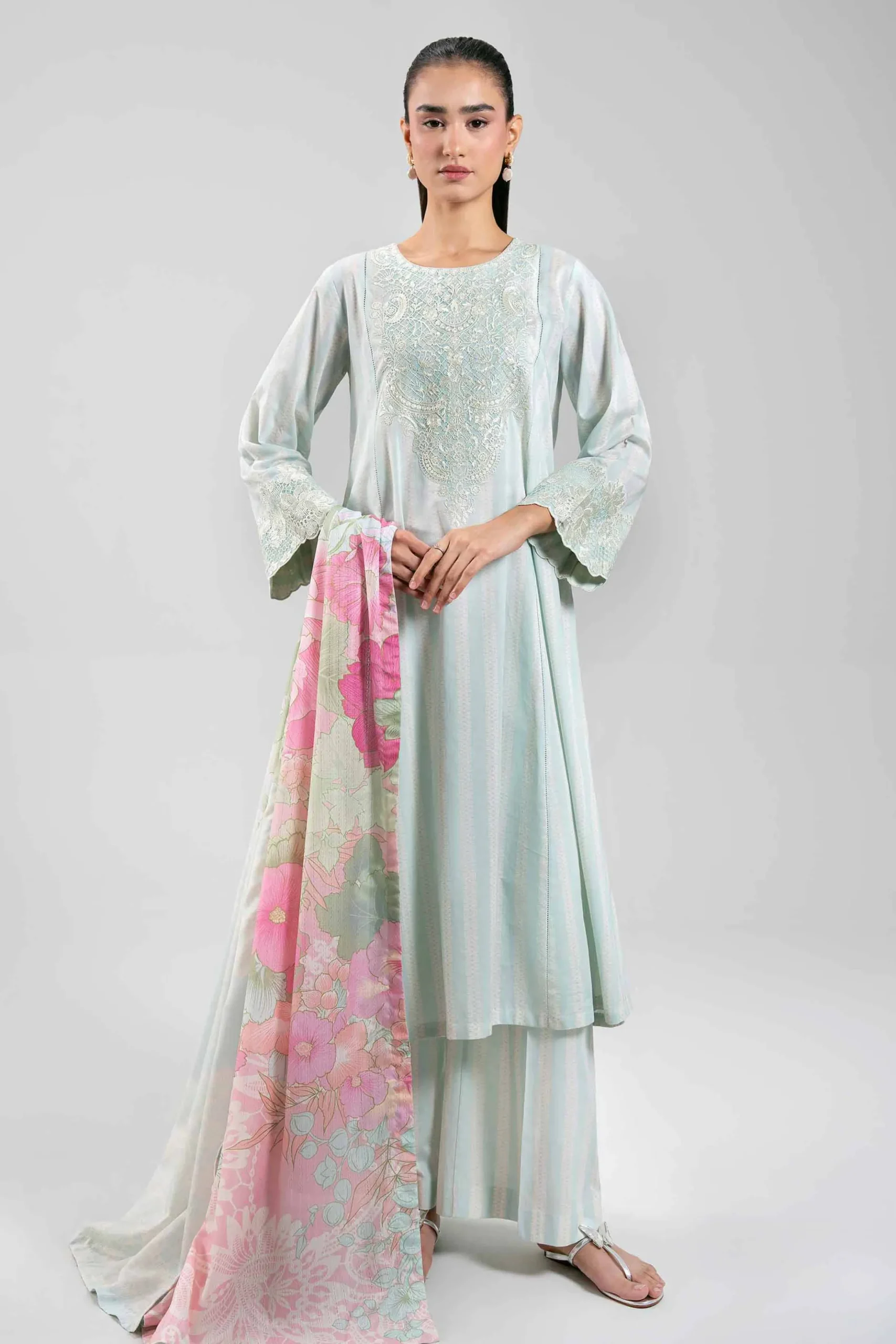 3 Piece - Digital Printed Embroidered Suit - 42601208