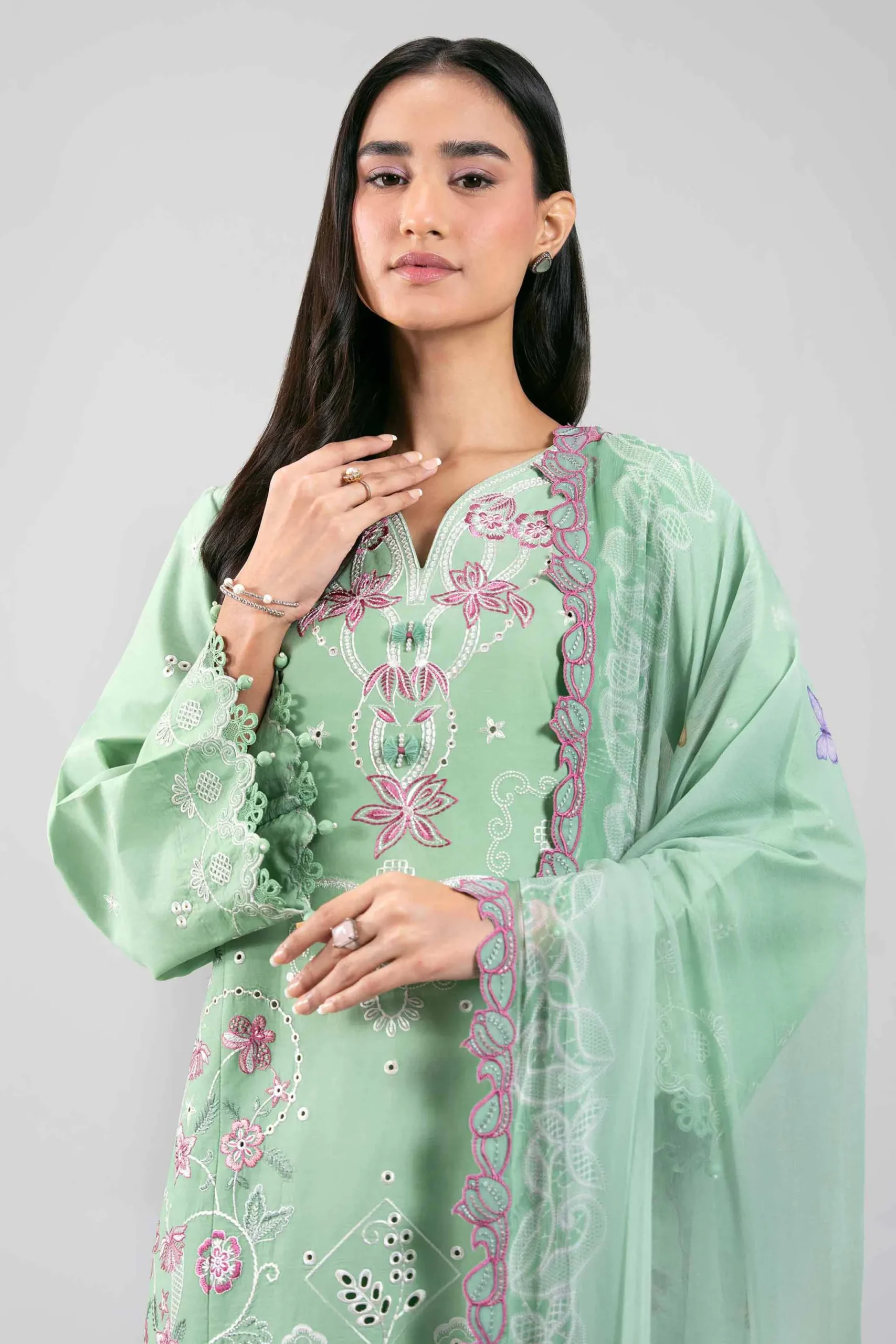 3 Piece - Digital Printed Embroidered Suit - 42601282