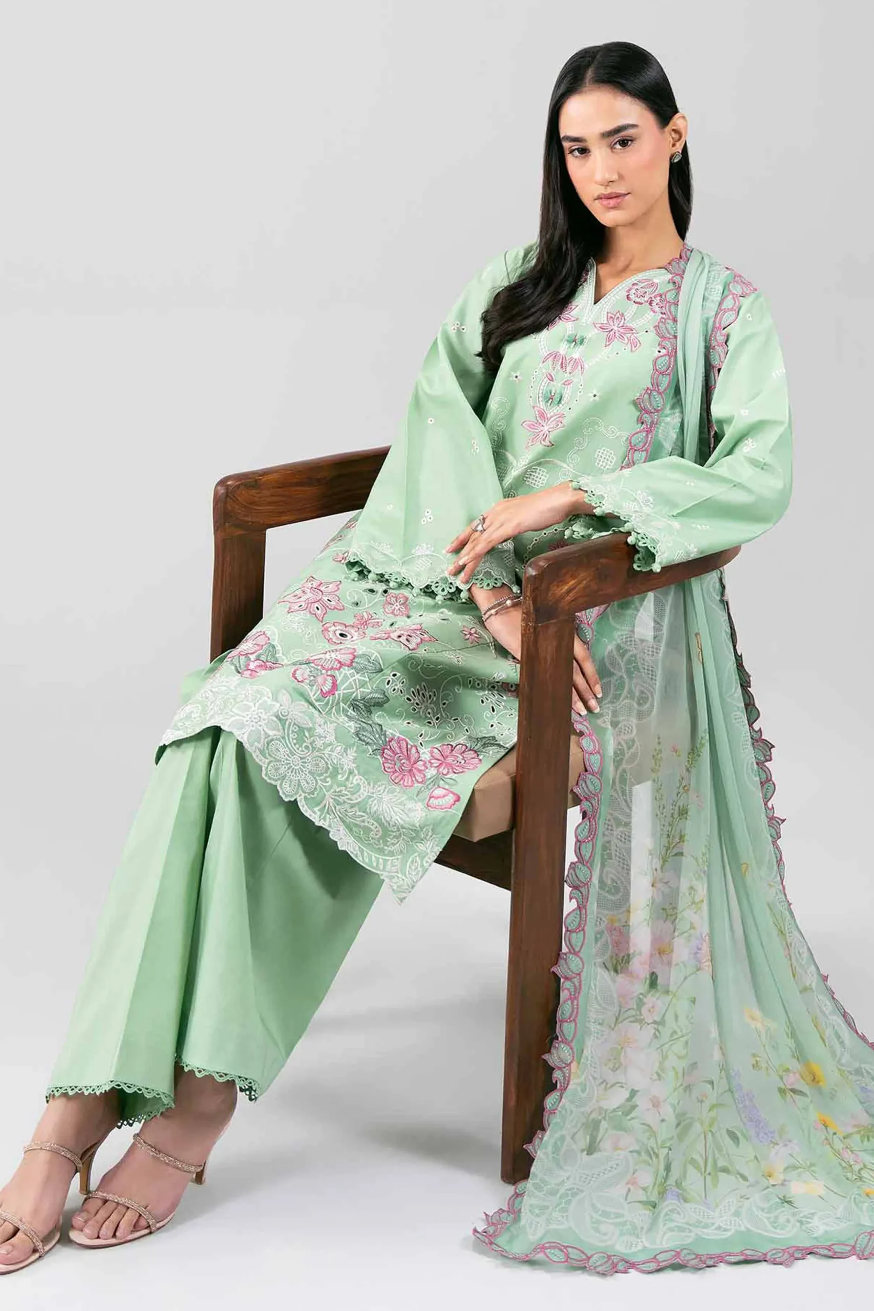 3 Piece - Digital Printed Embroidered Suit - 42601282