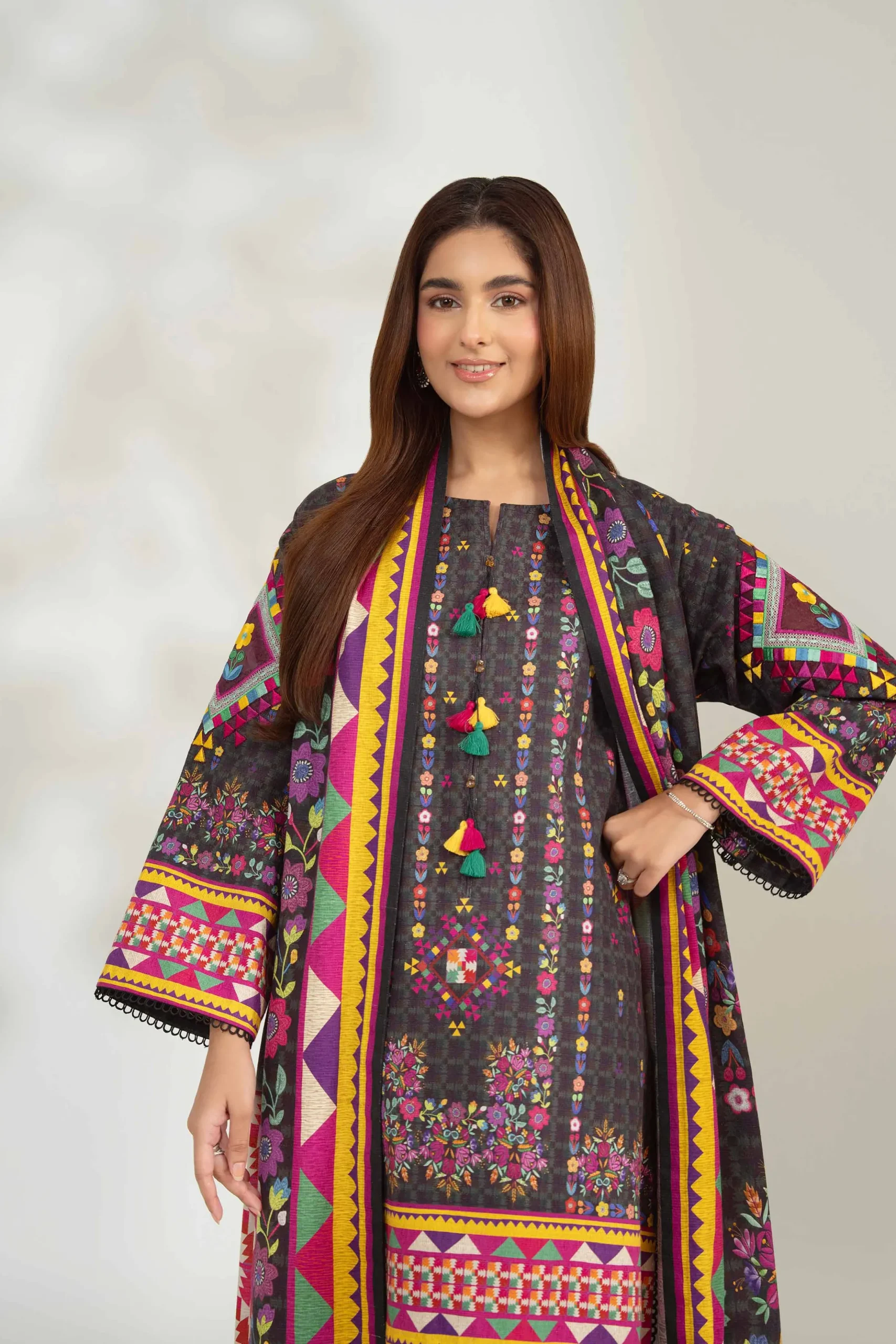 3 Piece - Digital Printed Embroidered Suit - 42502637