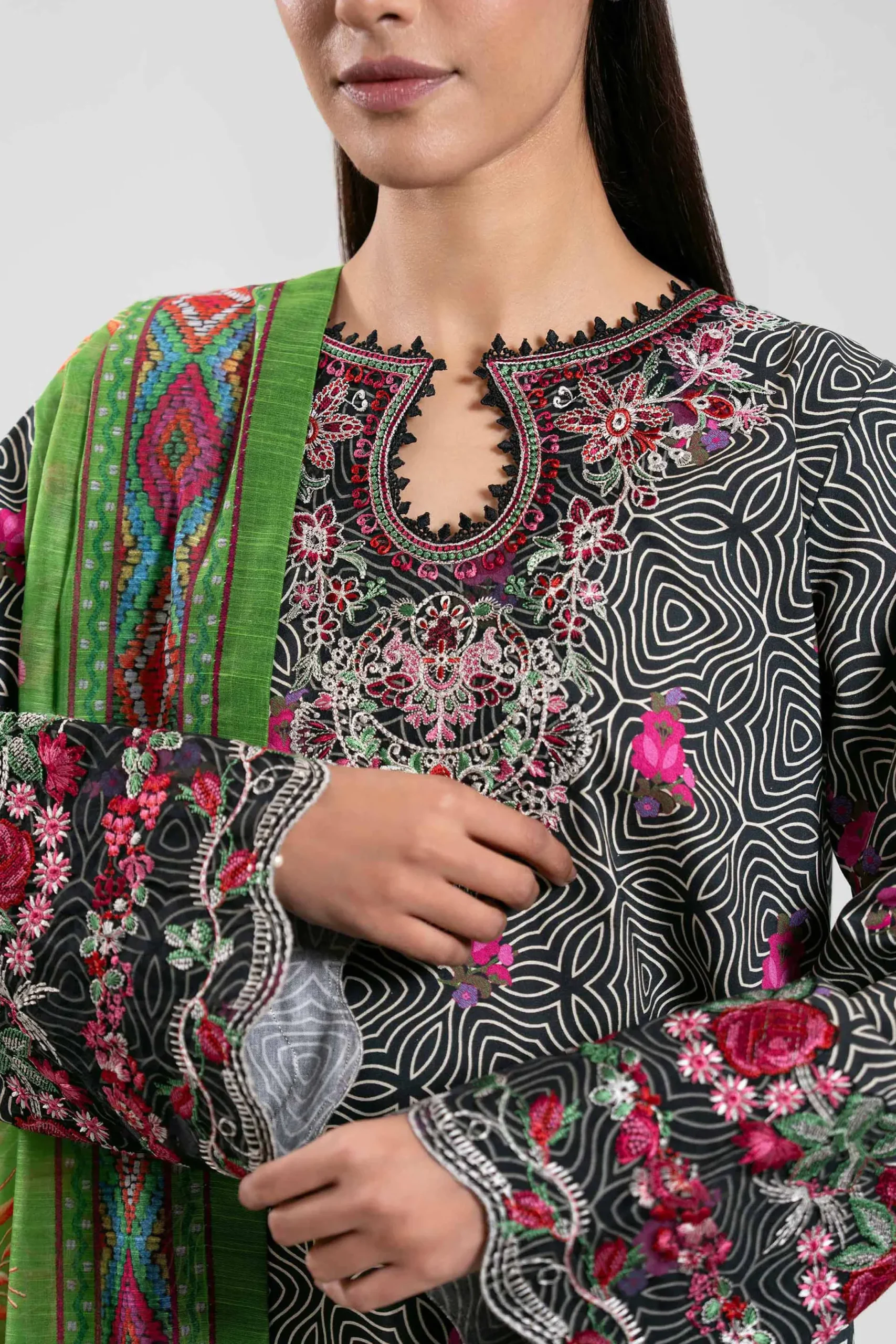 3 Piece - Digital Printed Embroidered Suit - 42502862