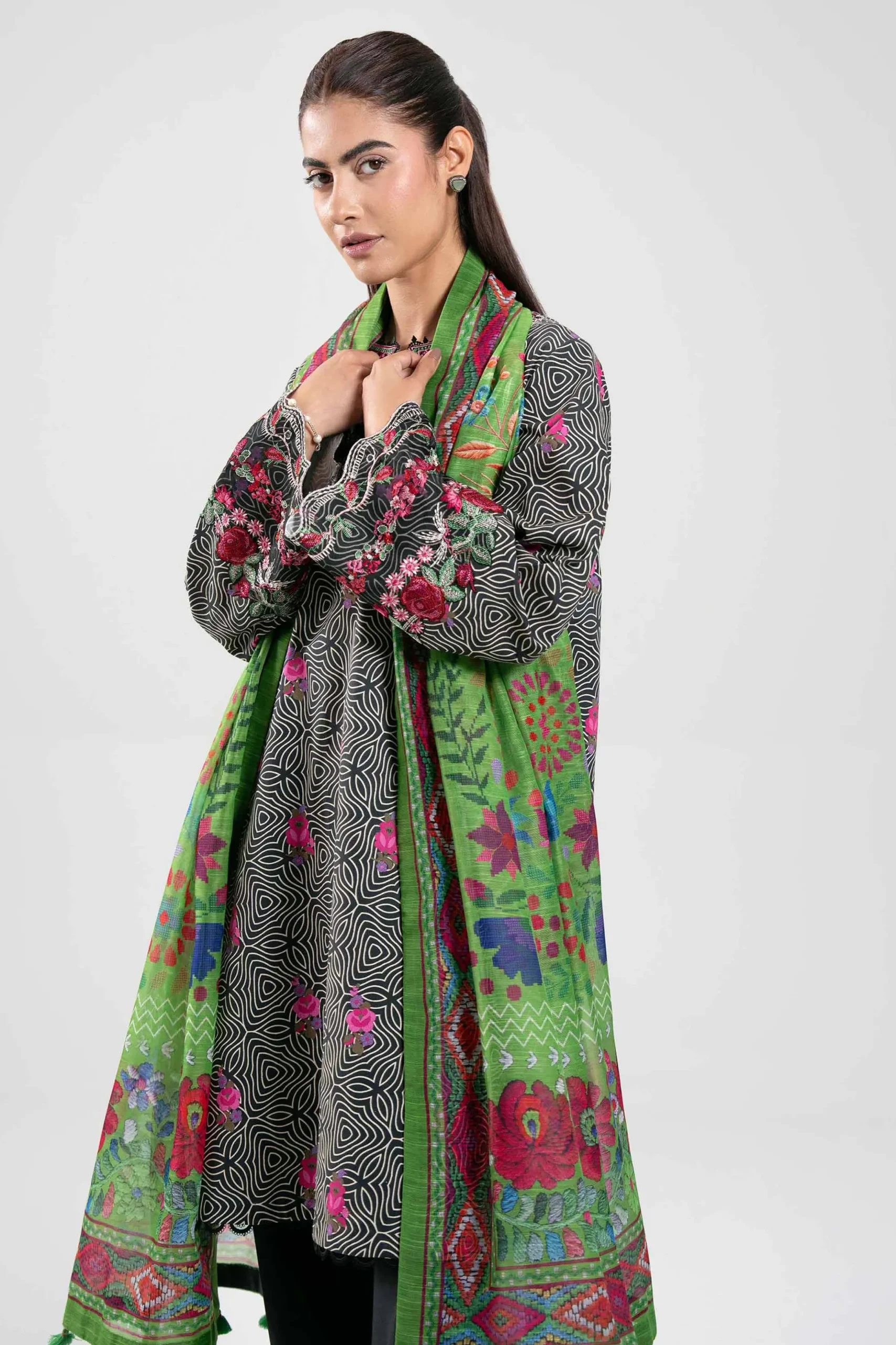 3 Piece - Digital Printed Embroidered Suit - 42502862
