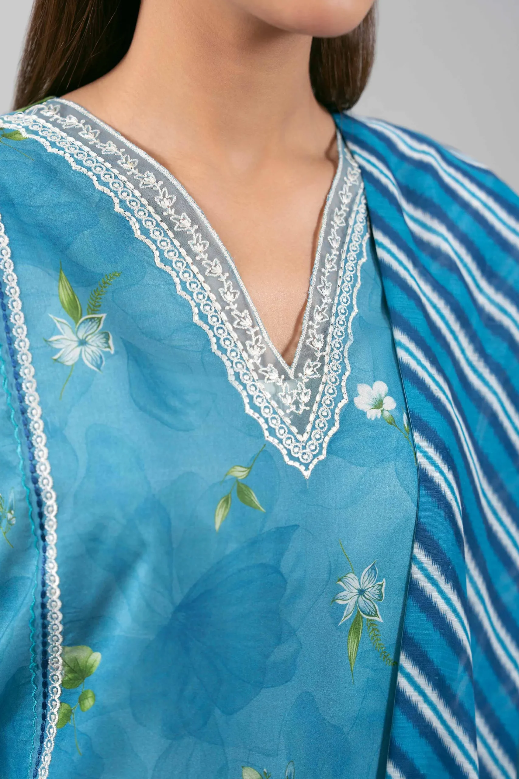 3 Piece - Digital Printed Embroidered Suit - 42601361