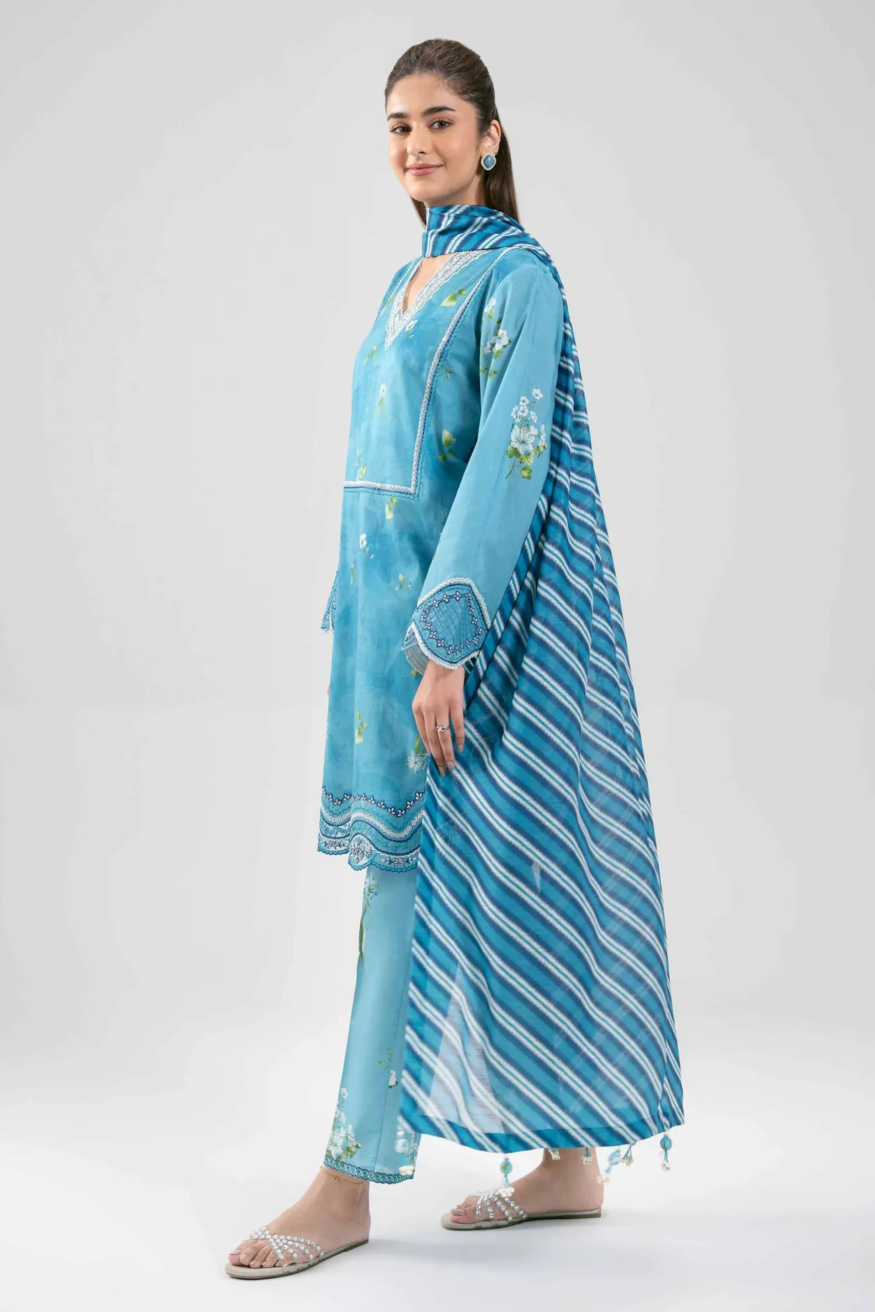 3 Piece - Digital Printed Embroidered Suit - 42601361