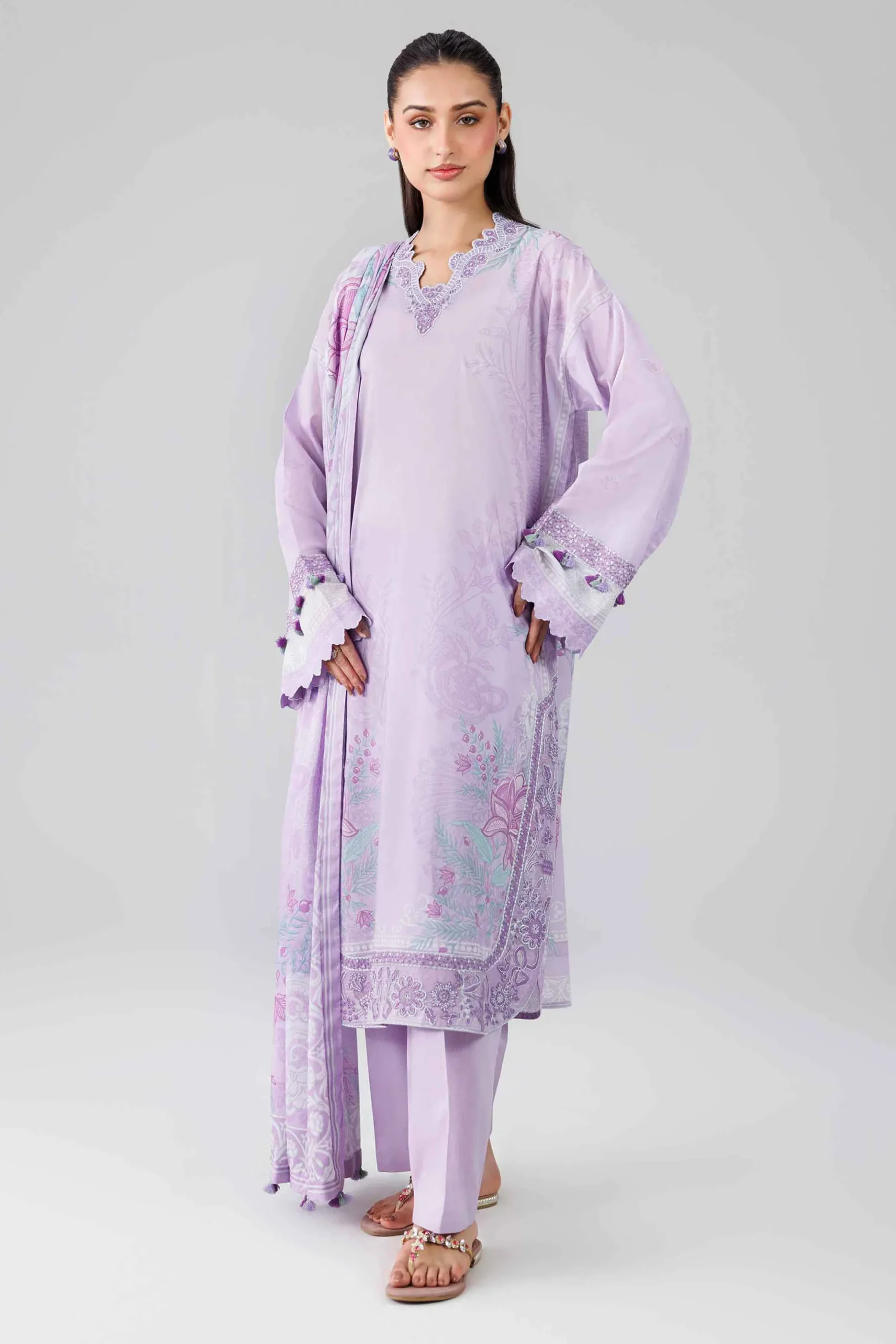 3 Piece - Digital Printed Embroidered Suit - 42601836