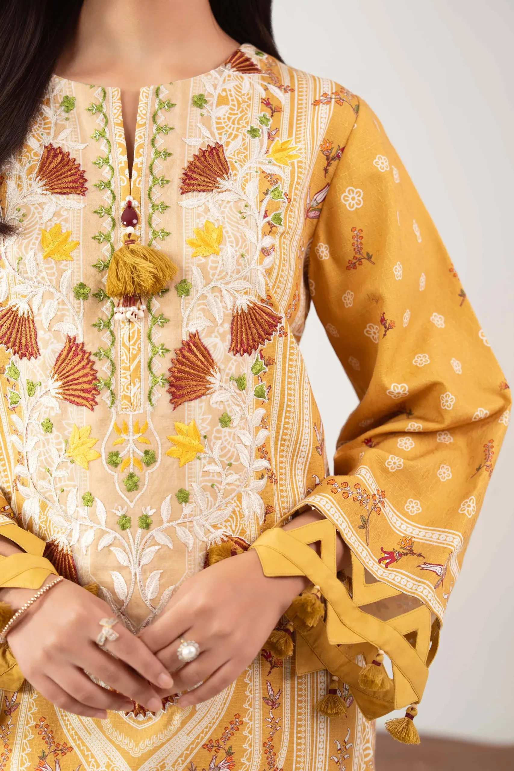 3 Piece - Digital Printed Embroidered Suit - 42502649