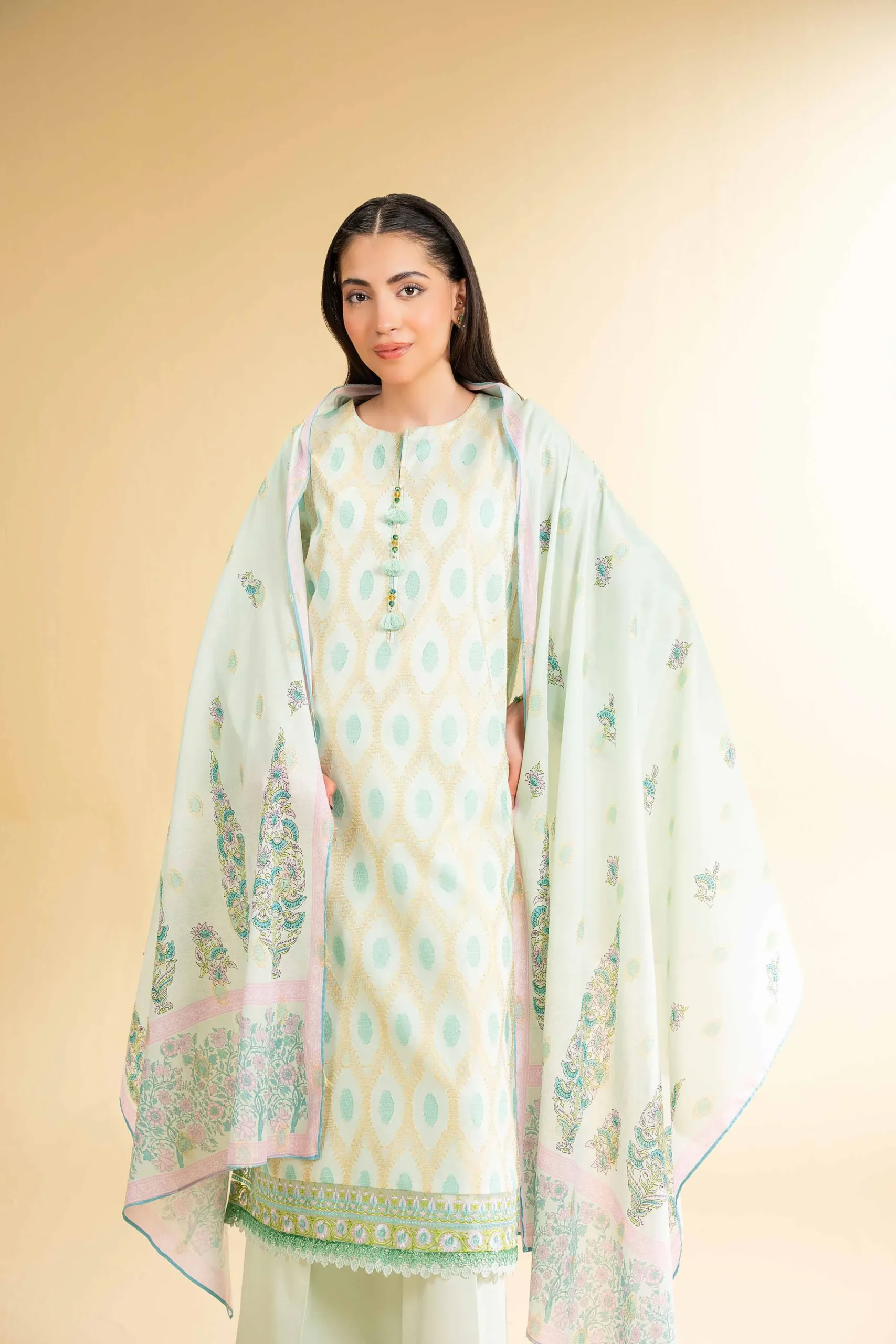 3 Piece - Digital Printed Embroidered Suit - 42501629