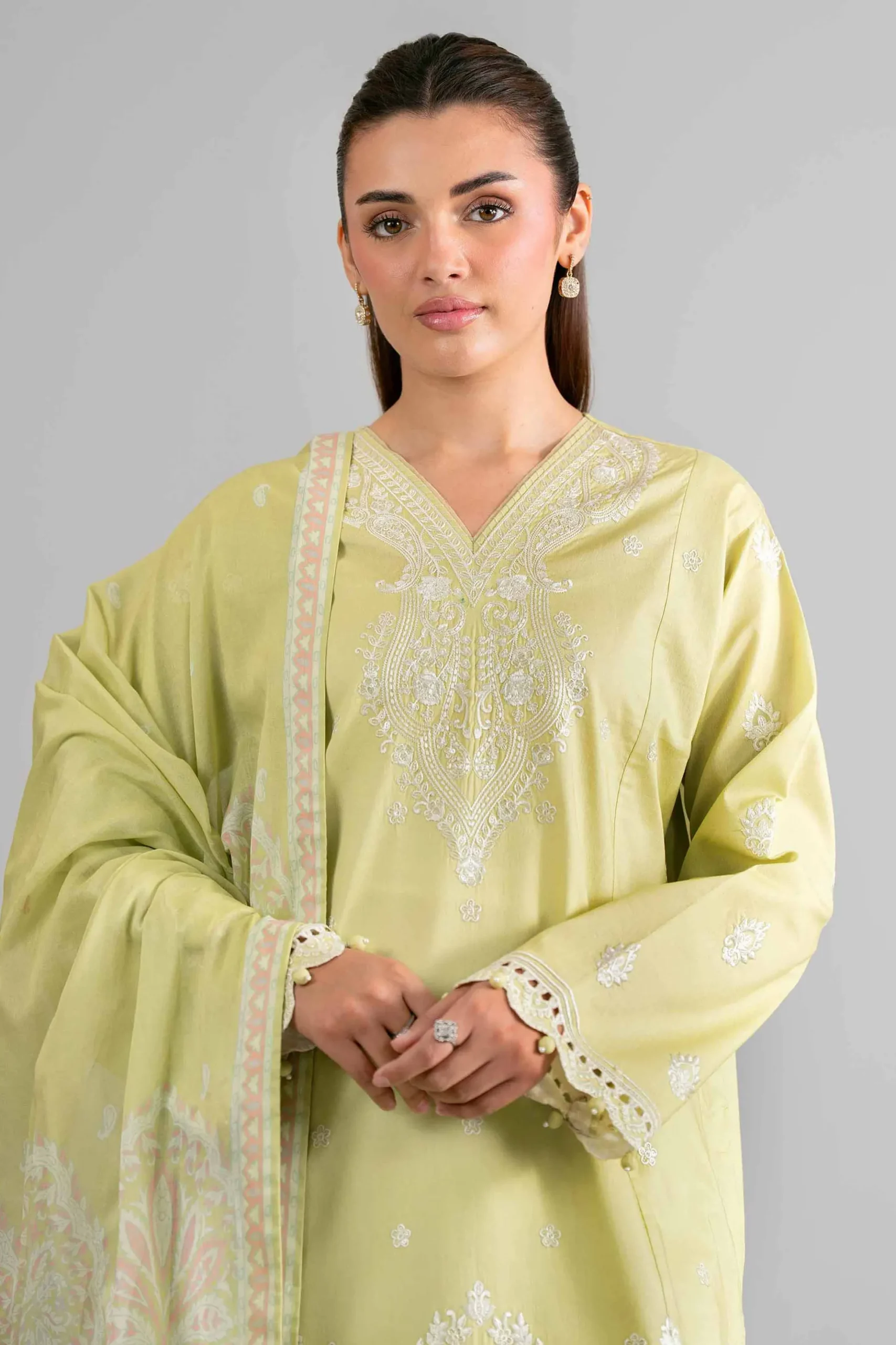 3 Piece - Digital Printed Embroidered Suit - 42601729