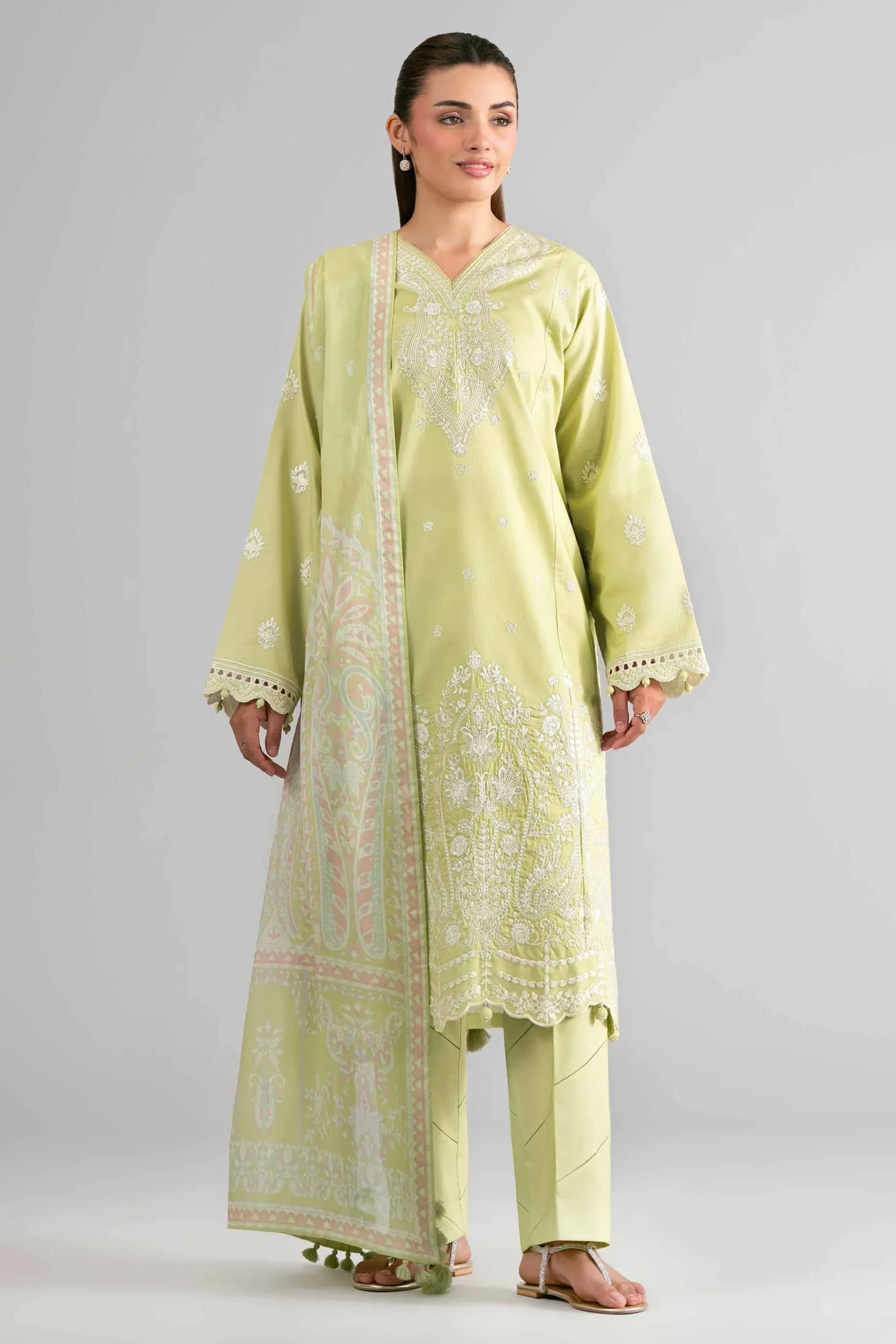3 Piece - Digital Printed Embroidered Suit - 42601729