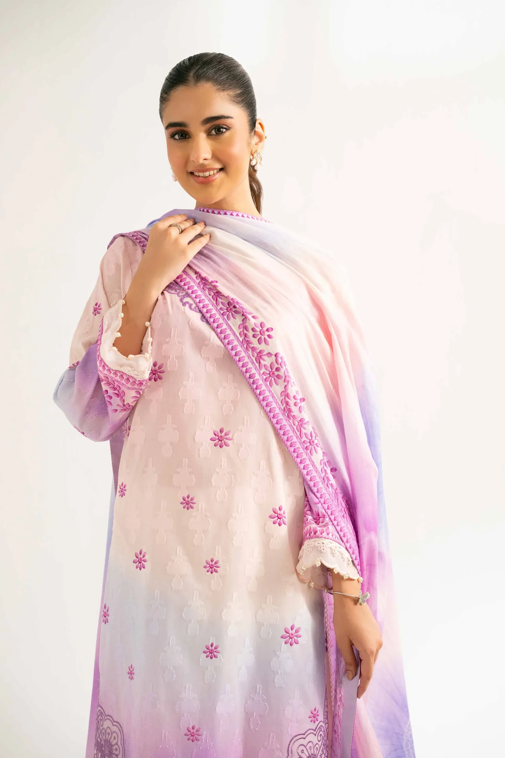 3 Piece - Digital Printed Embroidered Suit - 42502208