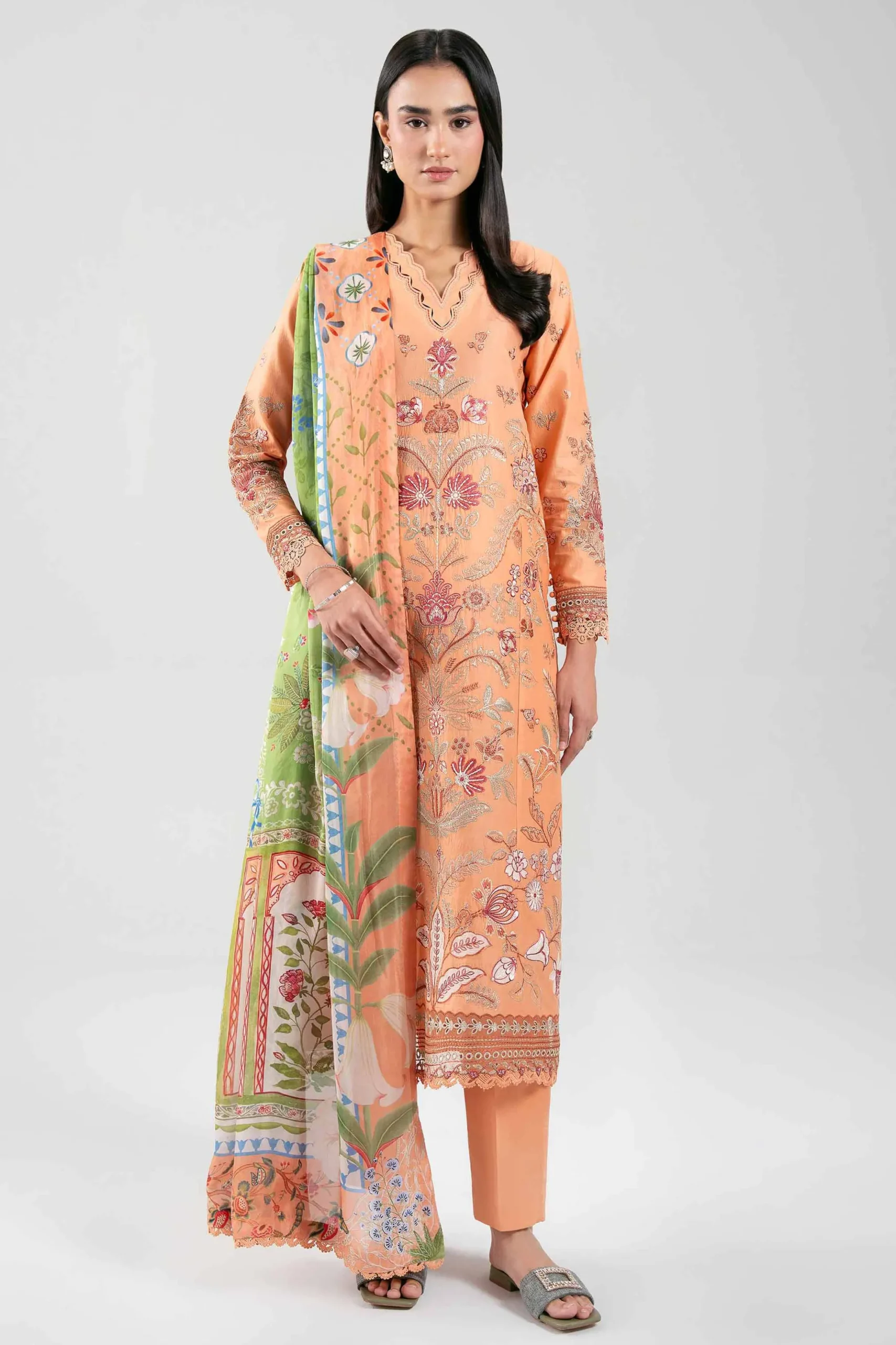 3 Piece - Digital Printed Embroidered Suit - 42601318
