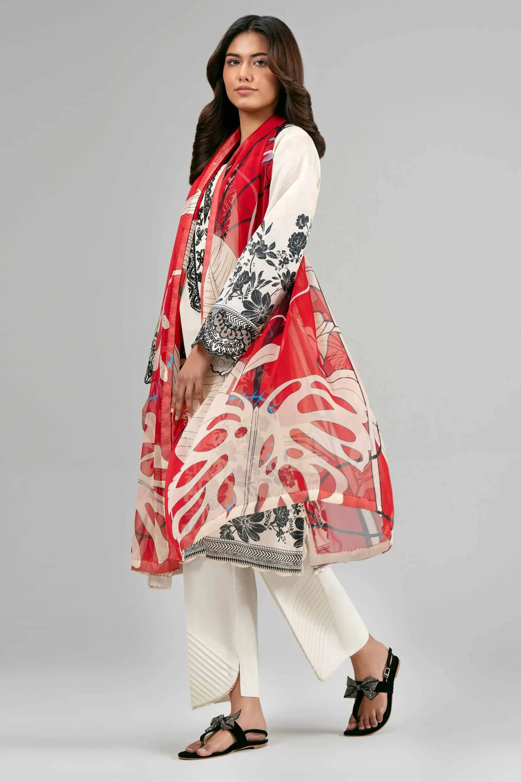 3 Piece - Digital Printed Embroidered Suit - 42601557