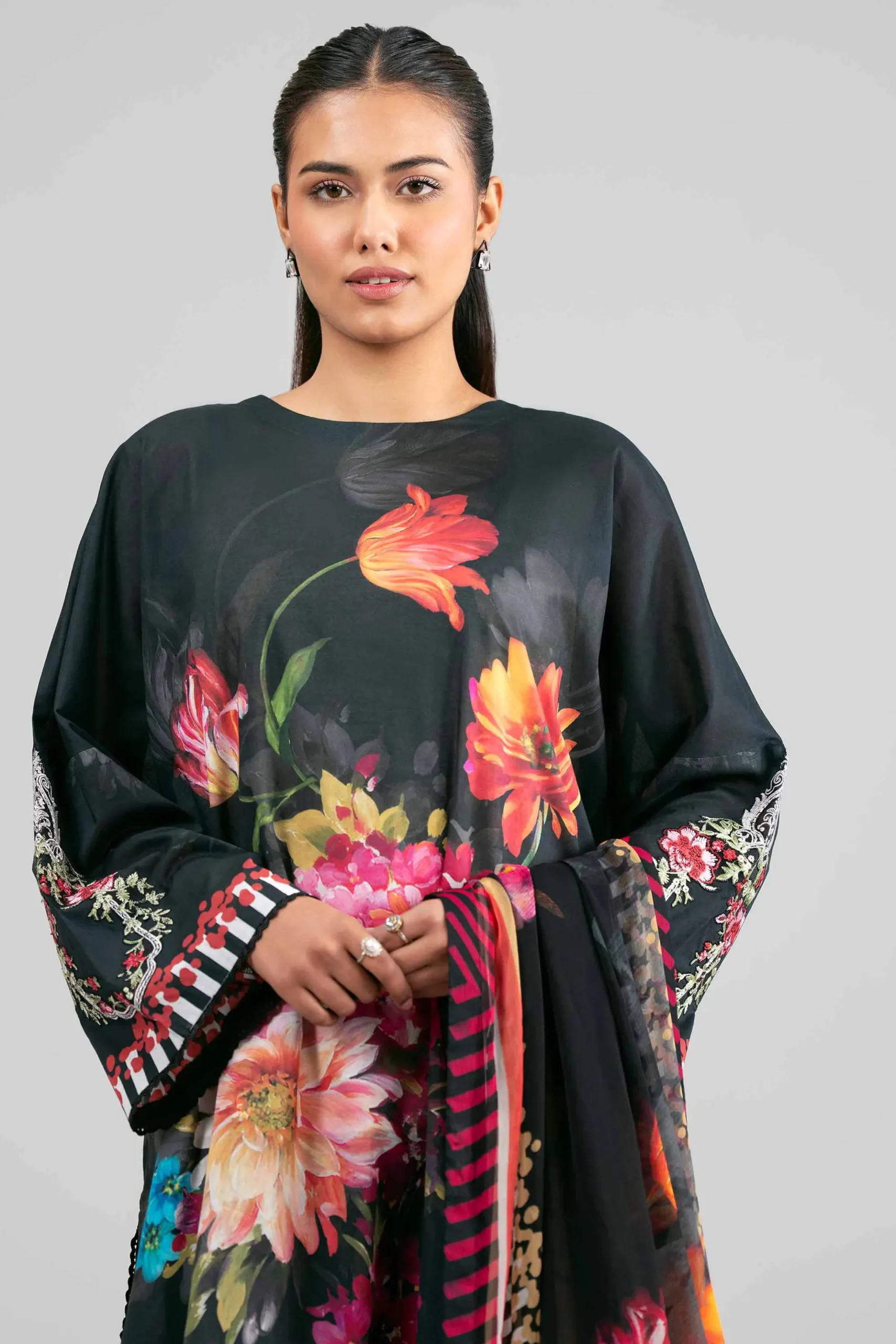 3 Piece - Digital Printed Embroidered Suit - 42601555