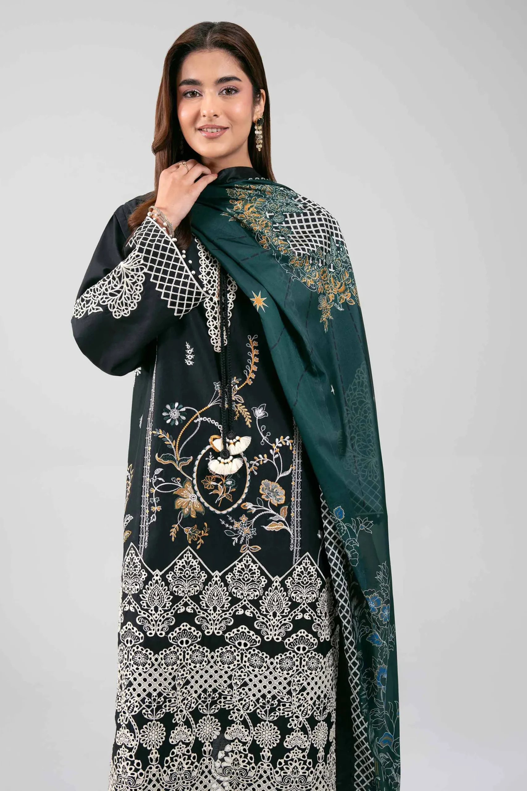 3 Piece - Digital Printed Embroidered Suit - 42601350