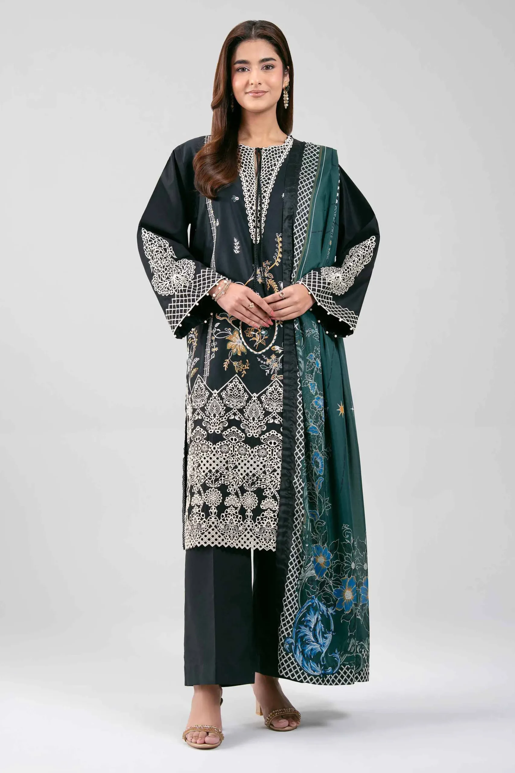 3 Piece - Digital Printed Embroidered Suit - 42601350