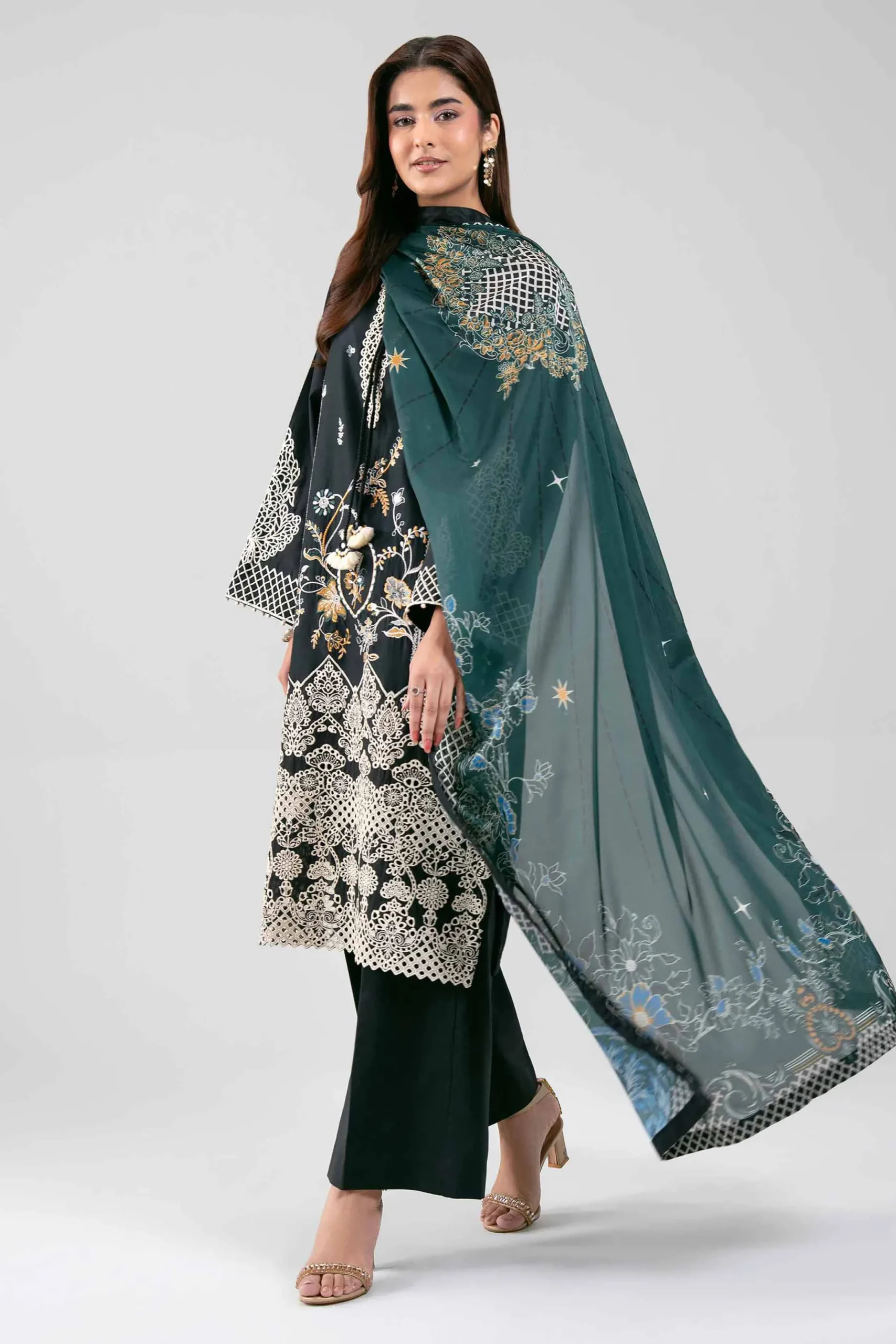 3 Piece - Digital Printed Embroidered Suit - 42601350