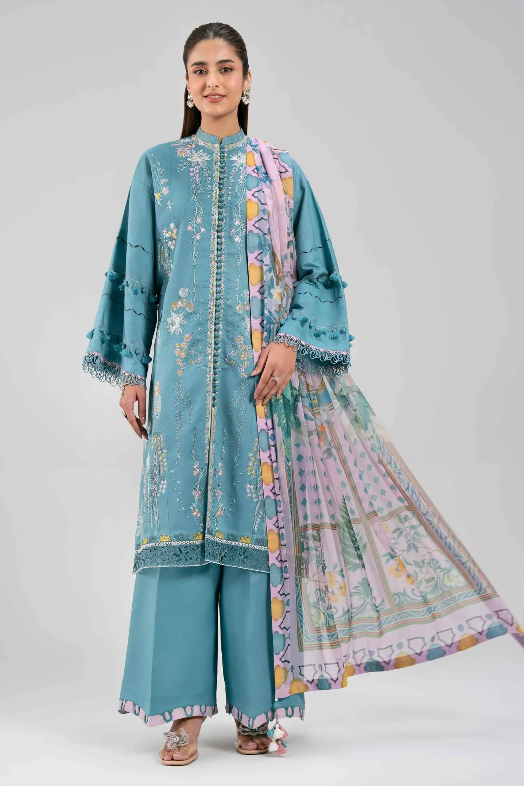 3 Piece - Digital Printed Embroidered Suit - 42601343
