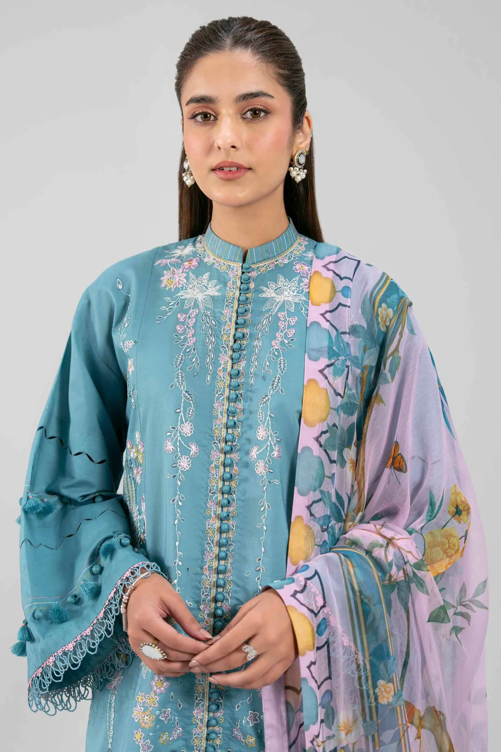 3 Piece - Digital Printed Embroidered Suit - 42601343