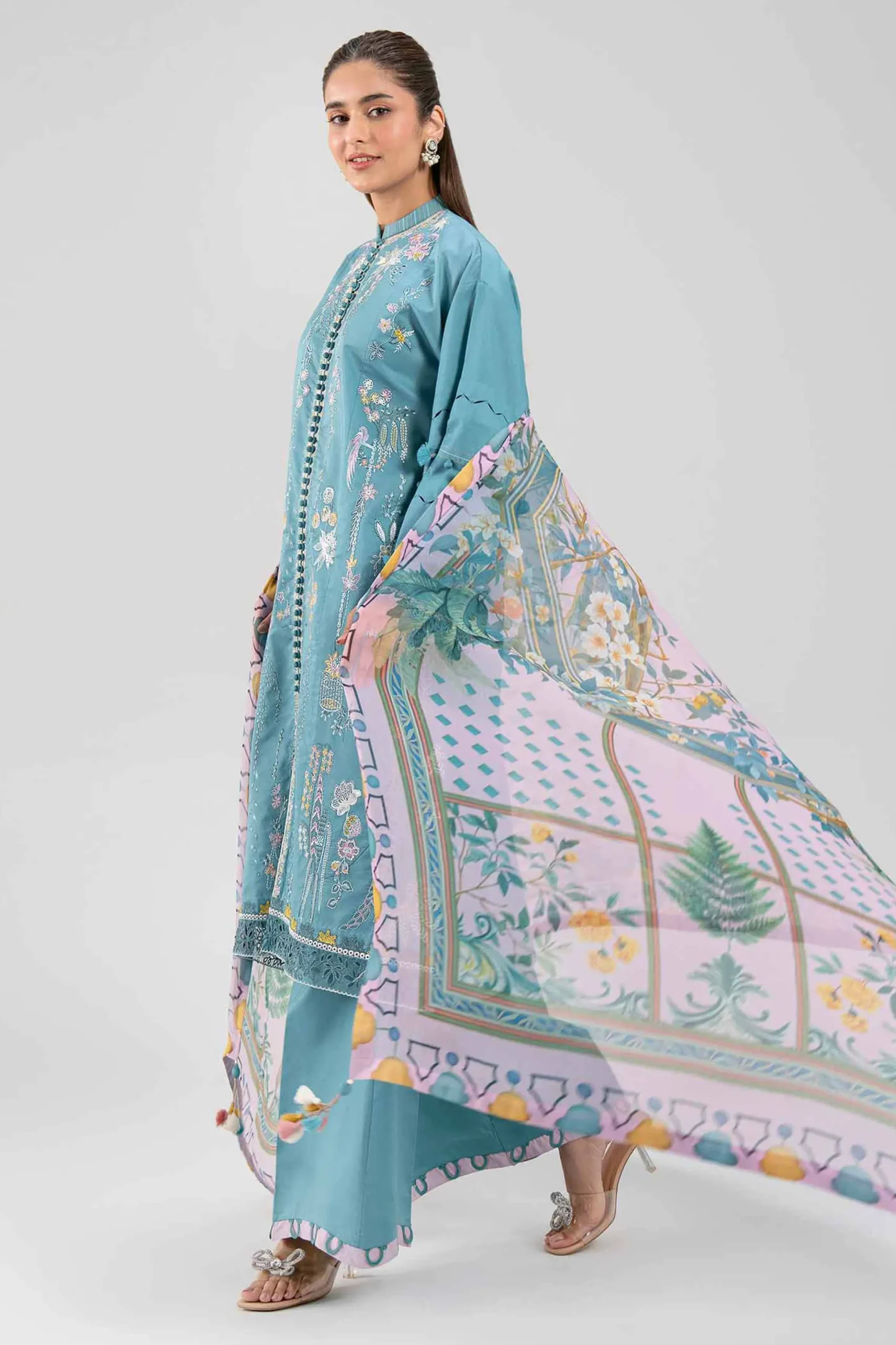 3 Piece - Digital Printed Embroidered Suit - 42601343