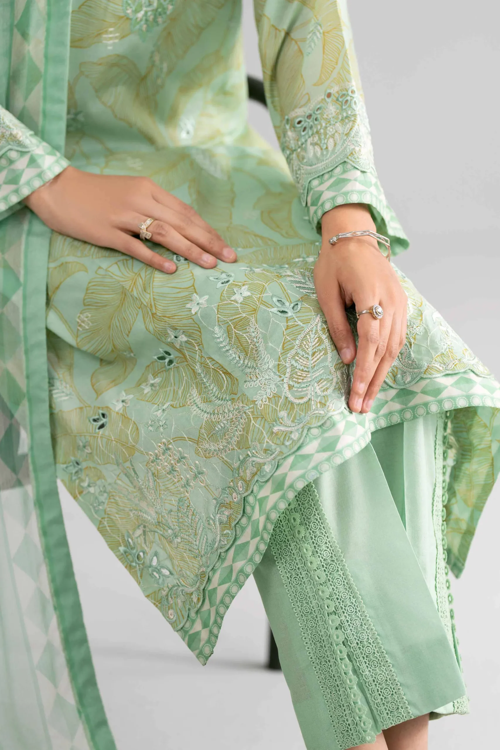 3 Piece - Digital Printed Embroidered Suit - 42601742
