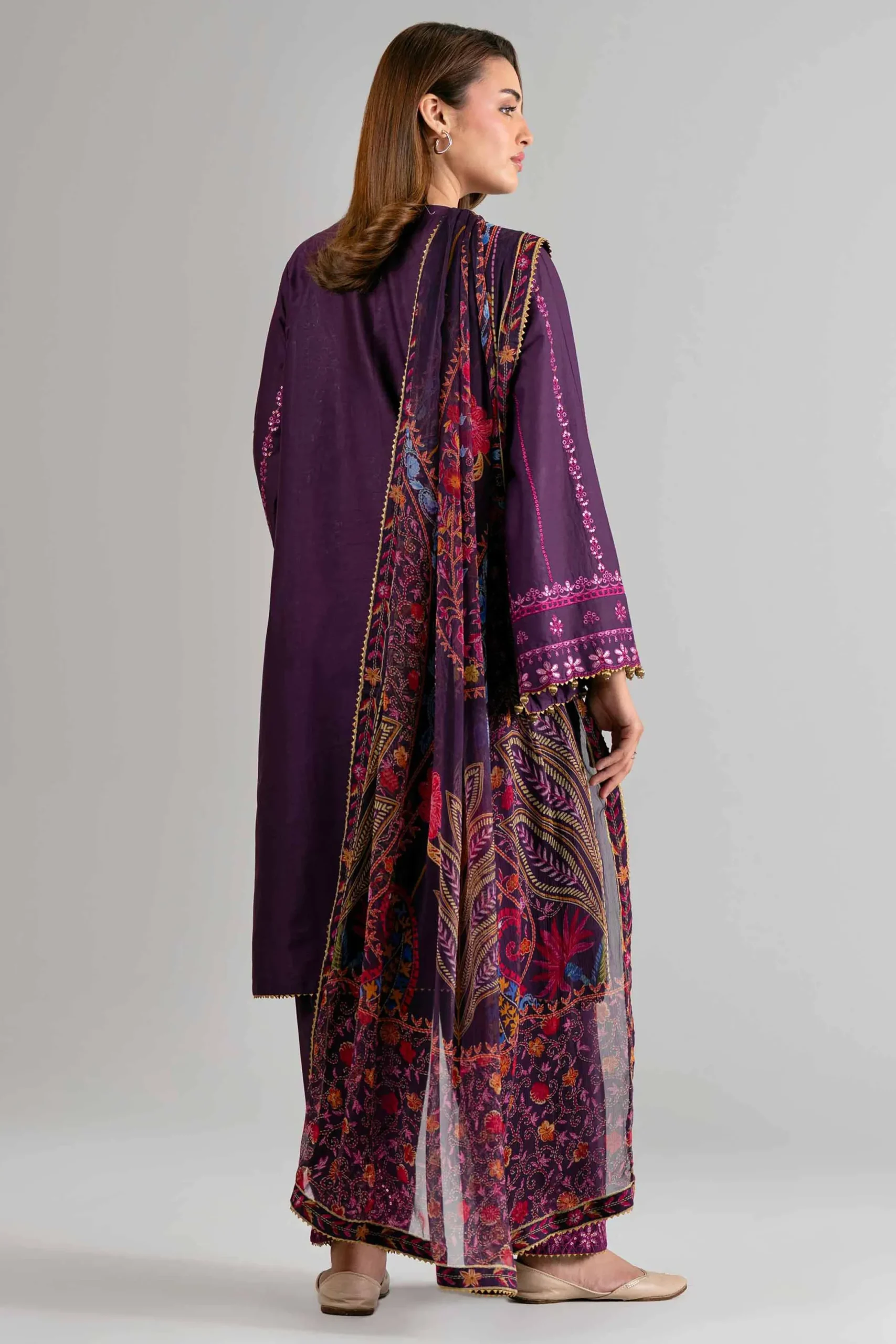3 Piece - Digital Printed Embroidered Suit - 42601701