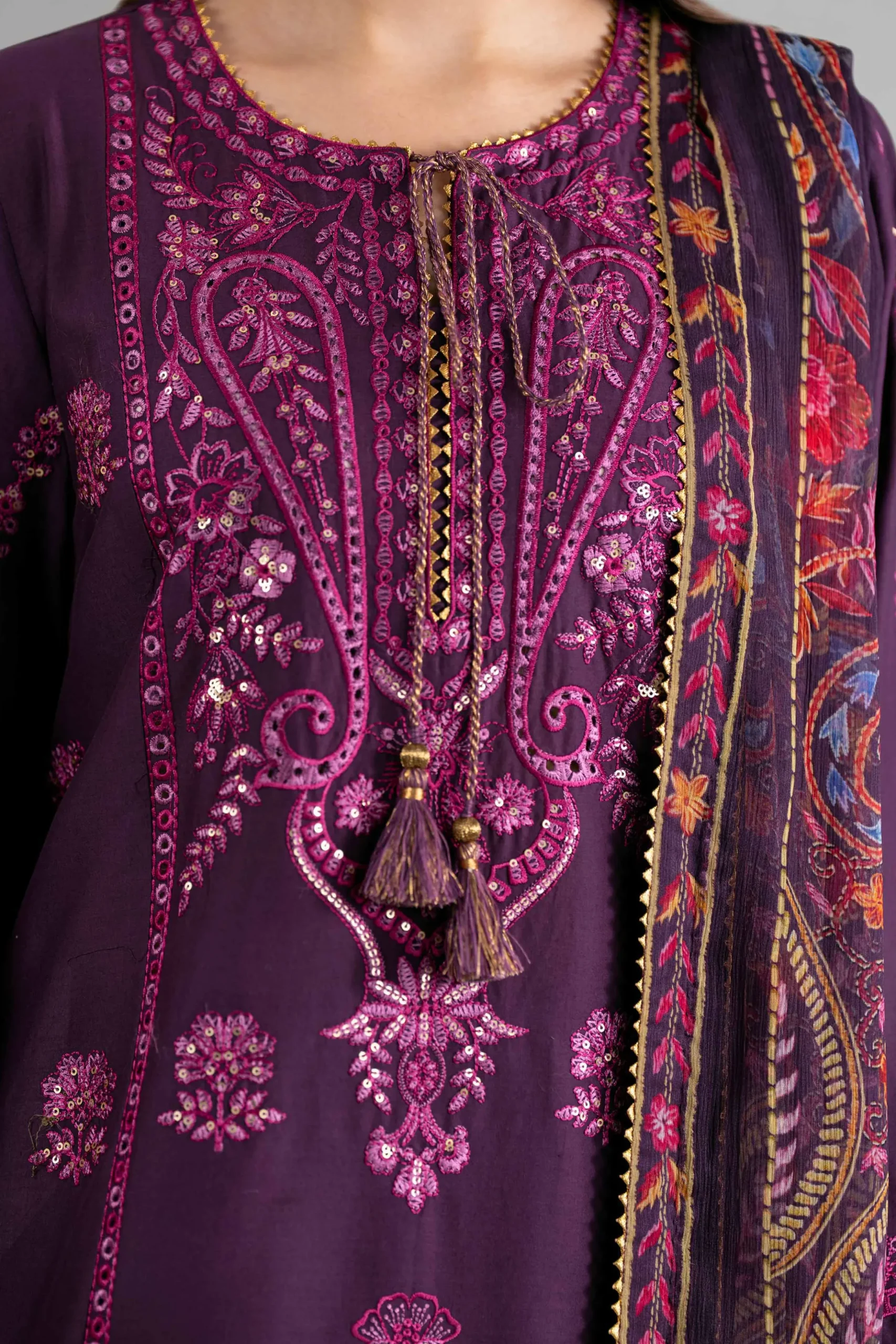 3 Piece - Digital Printed Embroidered Suit - 42601701