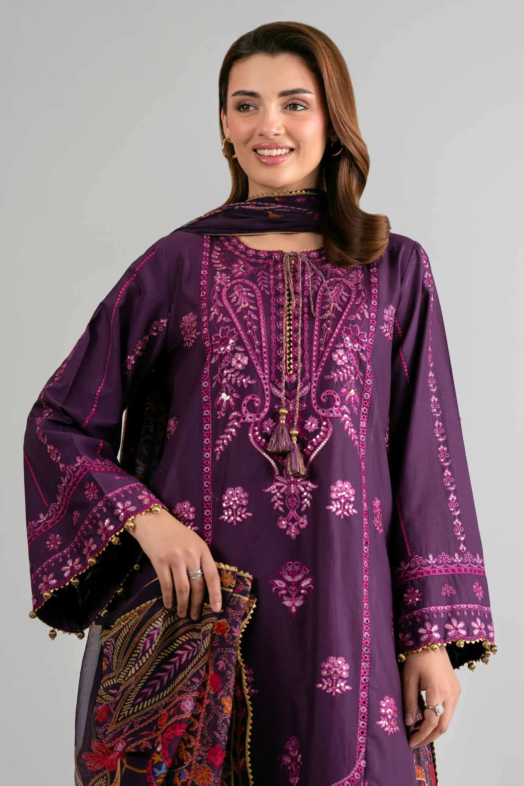 3 Piece - Digital Printed Embroidered Suit - 42601701