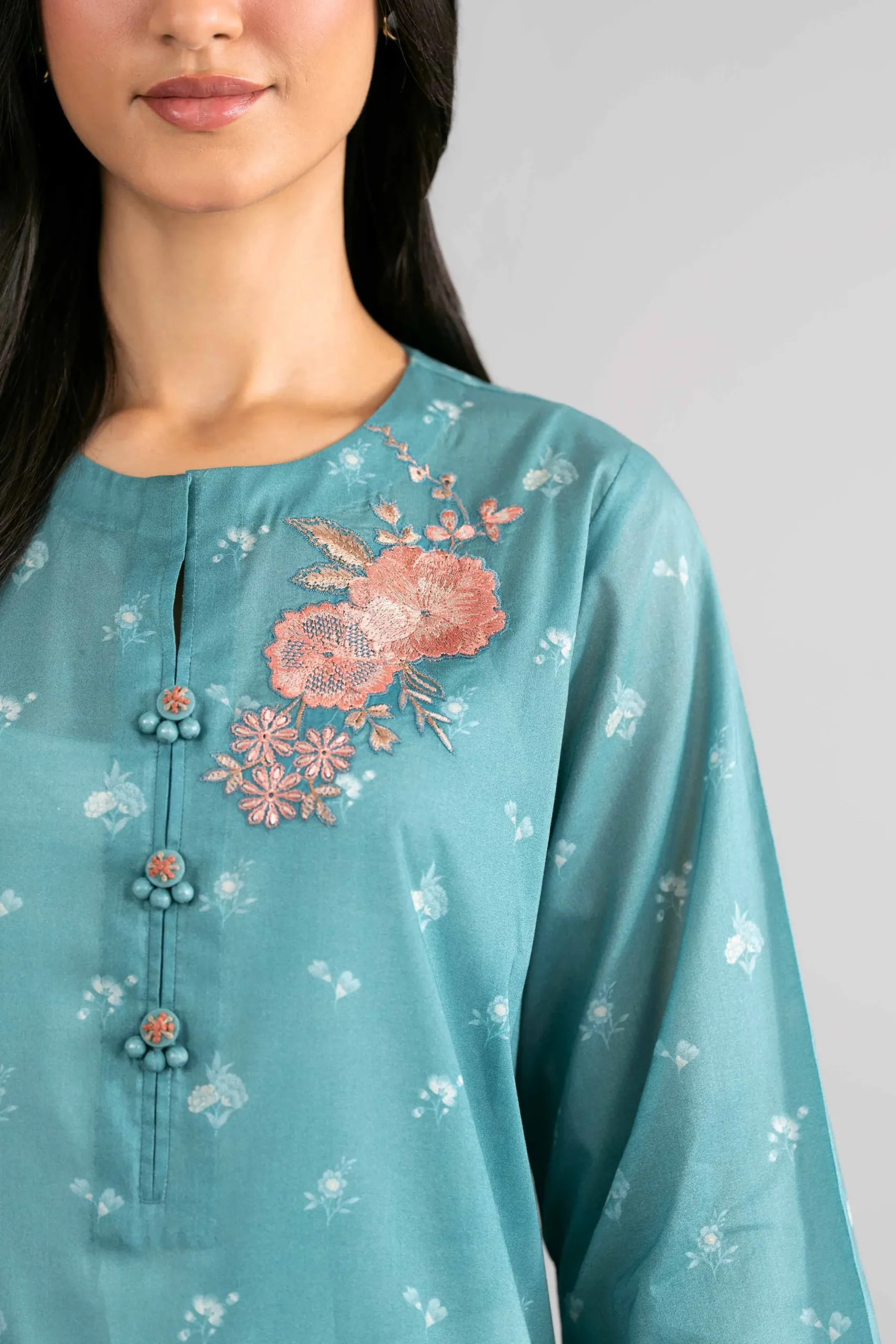 3 Piece - Digital Printed Embroidered Suit - 42601748