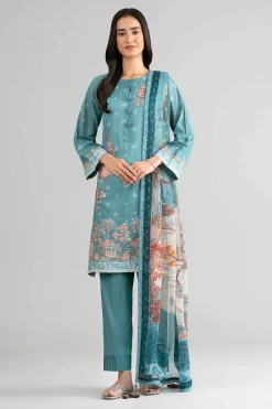 3 Piece - Digital Printed Embroidered Suit - 42601748