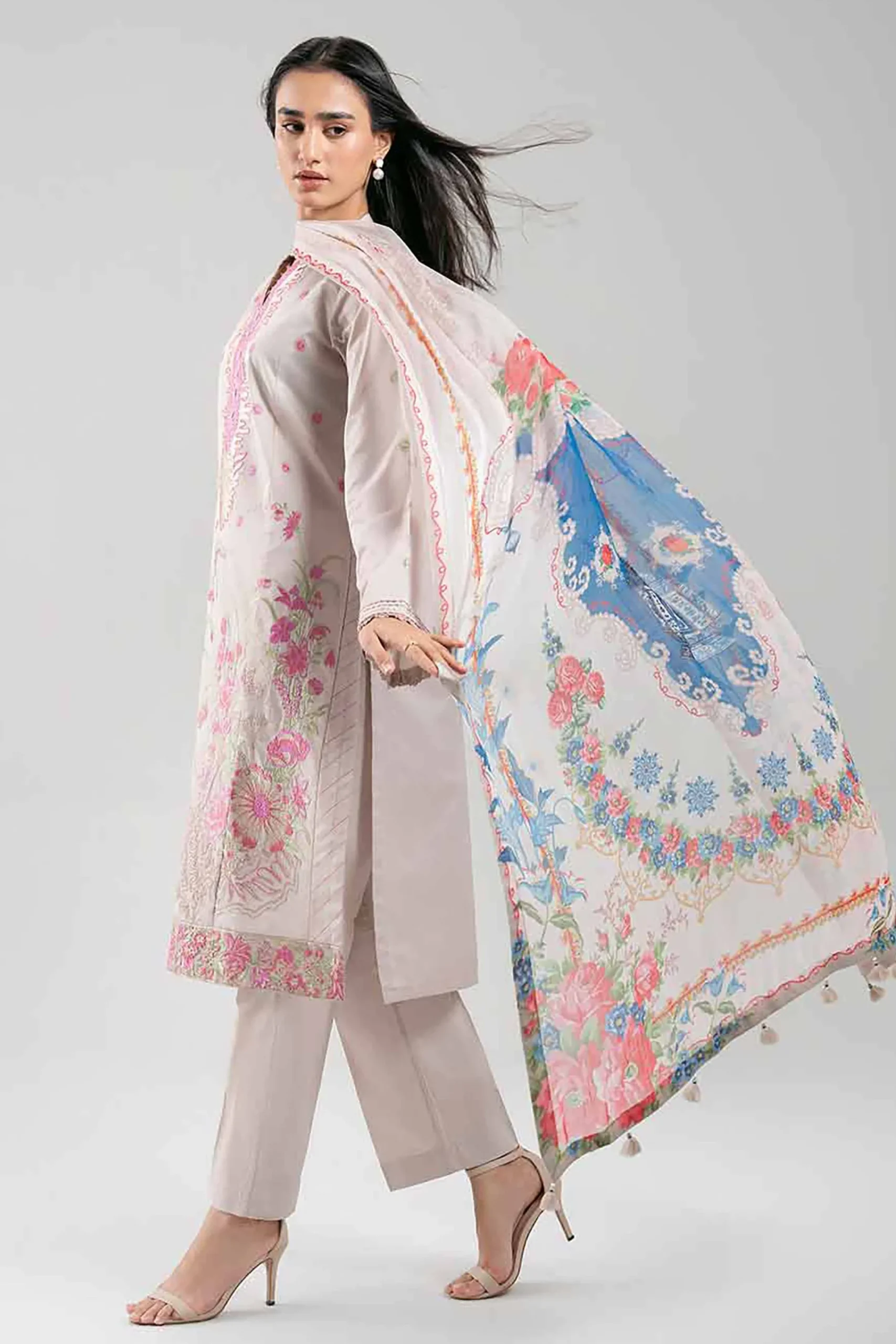 3 Piece - Digital Printed Embroidered Suit - 42601336