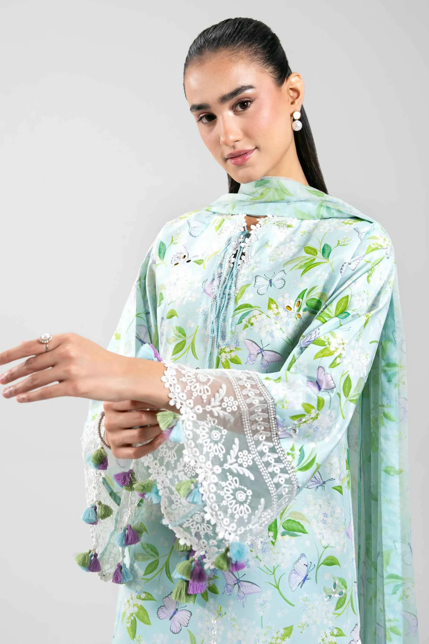 3 Piece - Digital Printed Embroidered Suit - 42601397