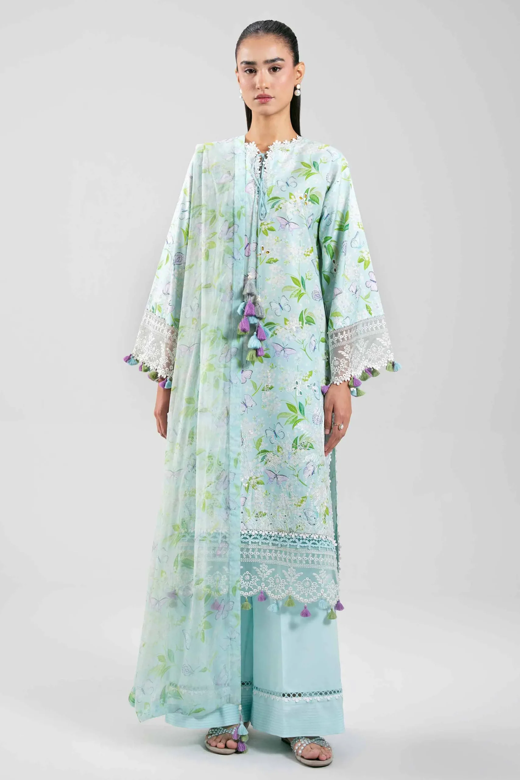3 Piece - Digital Printed Embroidered Suit - 42601397