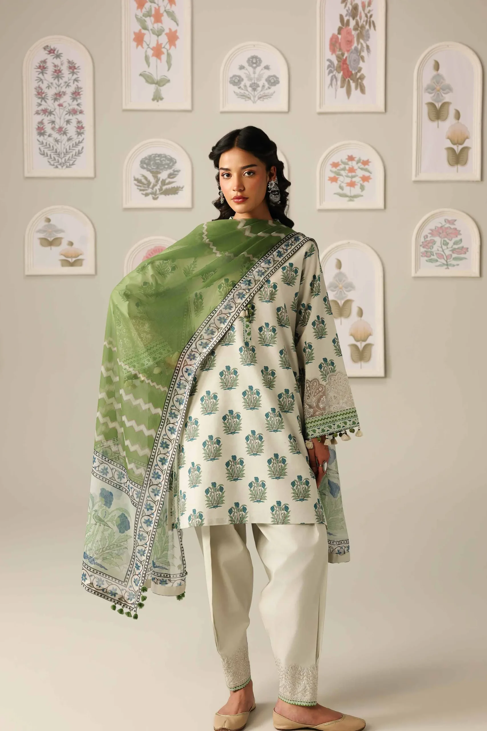 2 Piece - Digital Printed Embroidered Suit - 42601585