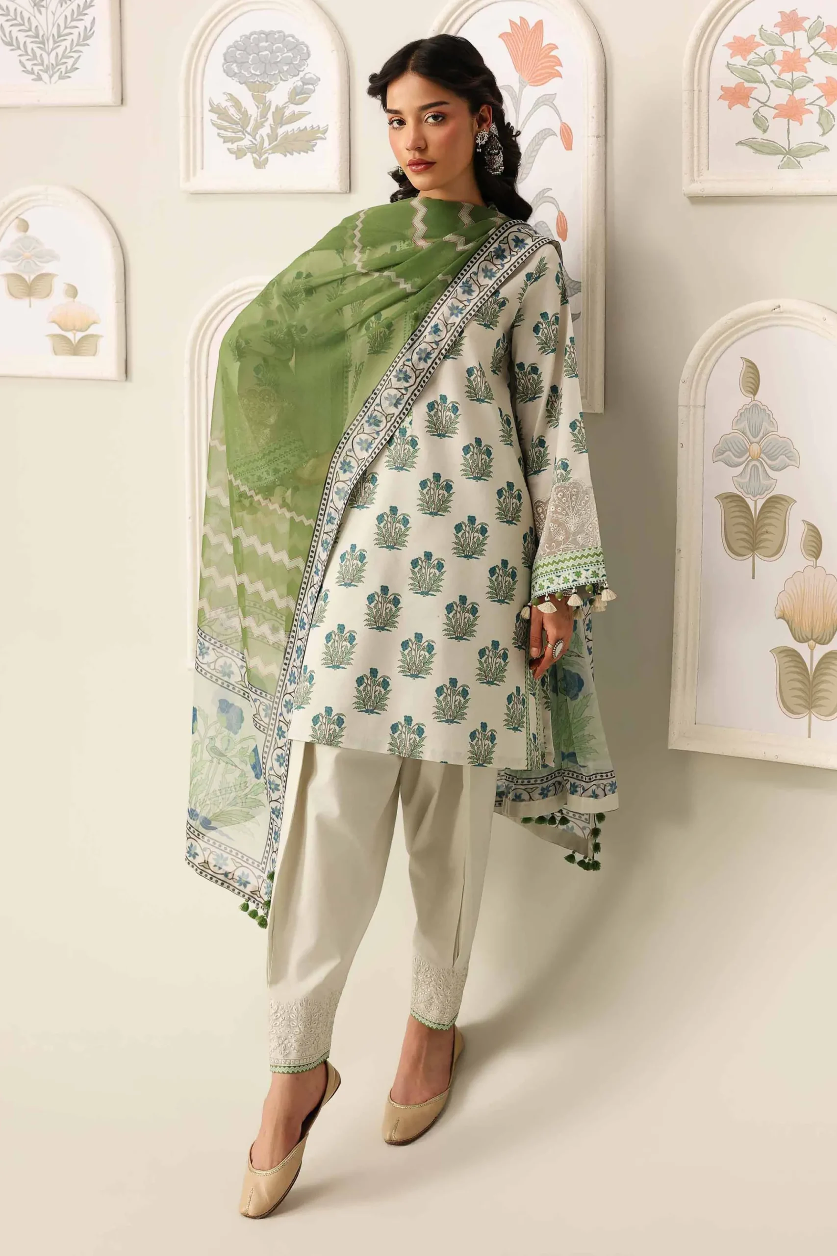 2 Piece - Digital Printed Embroidered Suit - 42601585
