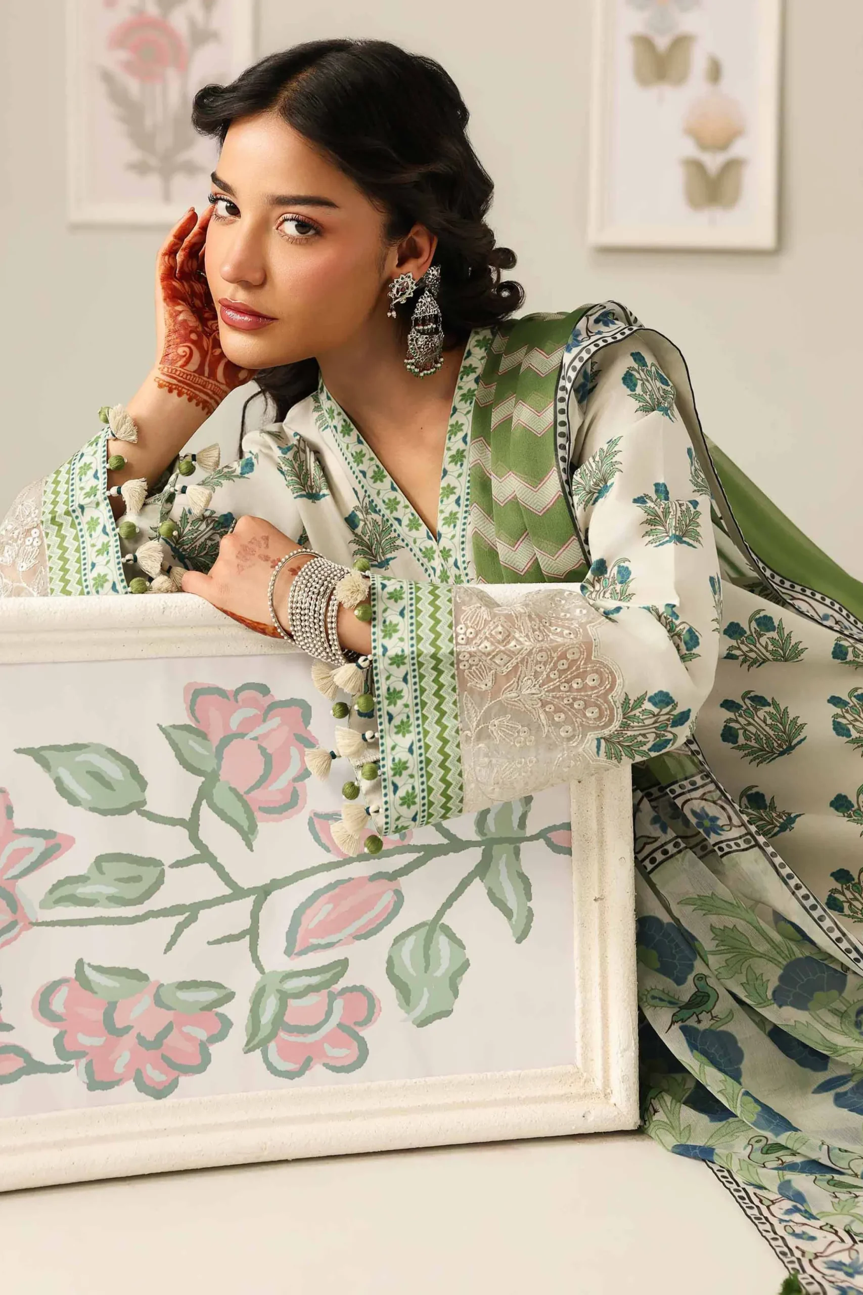 2 Piece - Digital Printed Embroidered Suit - 42601585