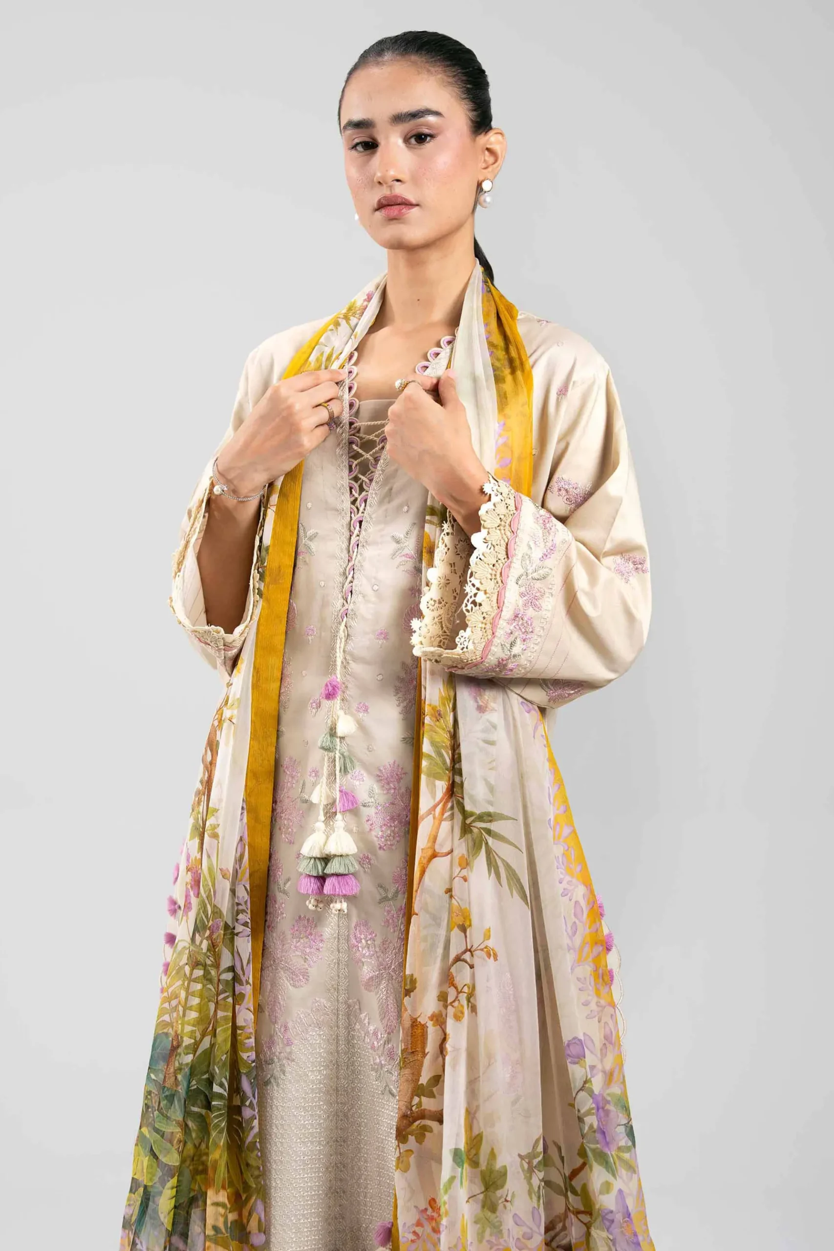 3 Piece - Digital Printed Embroidered Suit - 42601340