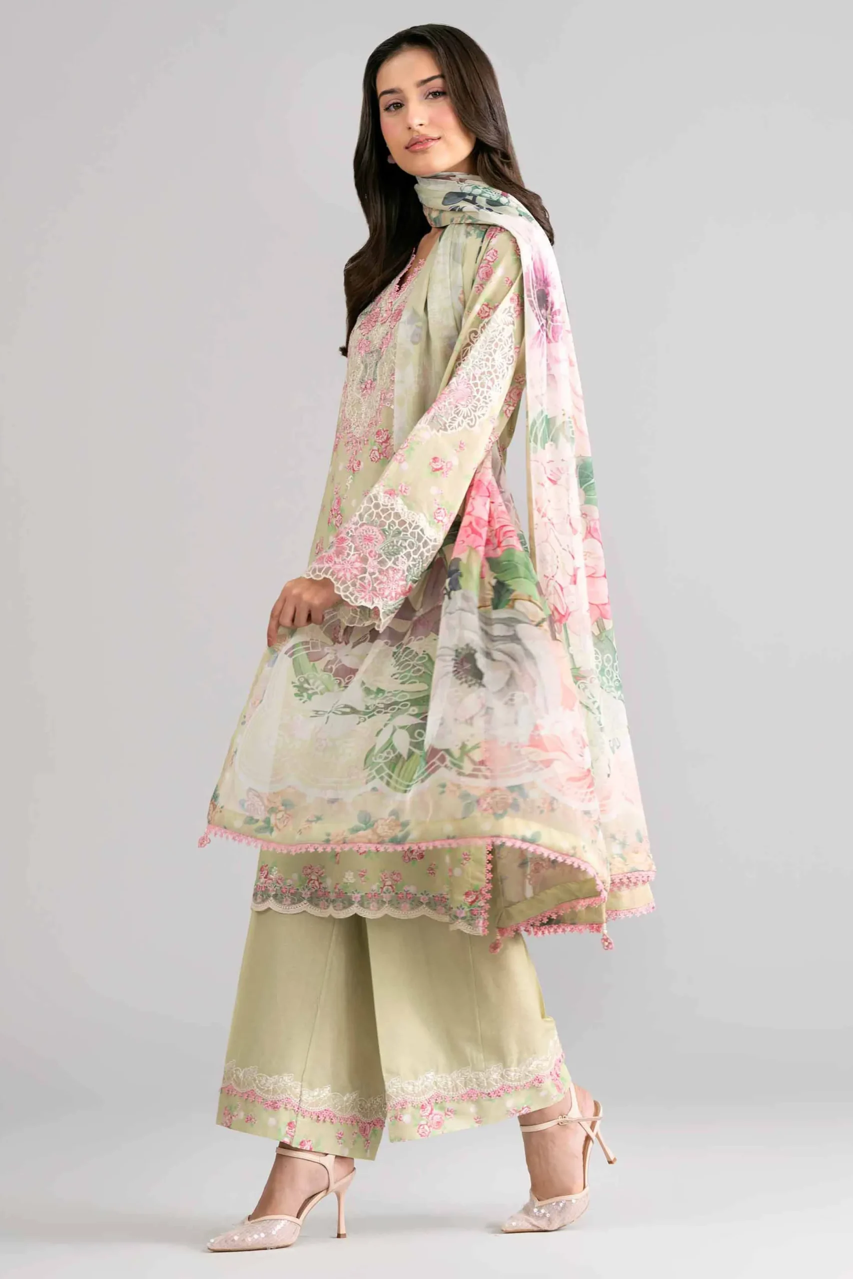 3 Piece - Digital Printed Embroidered Suit - 42601744
